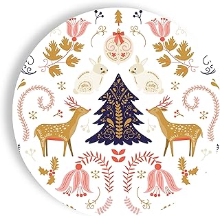 Nordic Woodland Christmas Paper Plates – 24 Count 9” Heavy-Duty Disposable Salad Plates, Reindeer & Bunny Holiday Design, Elegant Party Dinnerware, Microwave Safe, Winter Entertaining