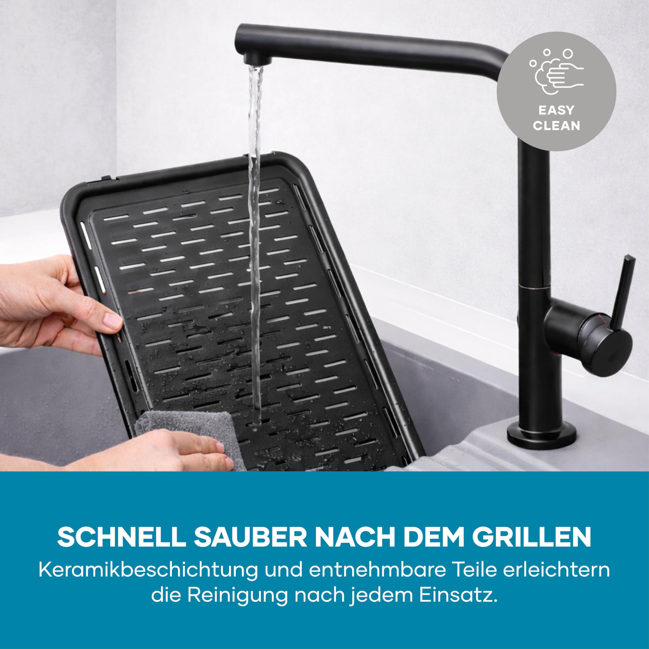 Severin Tischgrill Standgriff 2000W 40-220°C 39x23cm schwarz