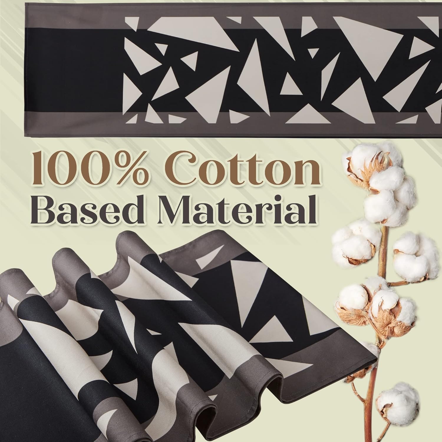 Cotton Geometrical Modern Table Runners 72 inches Long Black Gray and White for Family Dinner, Holiday Parties Wedding Banquet Decorations,, Grey, 13Wx72L (TL-HYT01) black and gray 13Wx72L