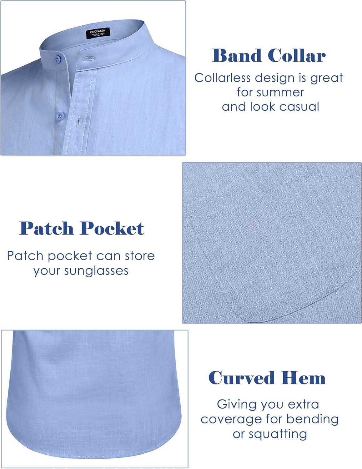 COOFANDY Men's Long Sleeve Cotton Linen Shirt Beach Button Down Shirts Casual Button Up Shirt Summer Yoga Tops with Pocket - Image 5