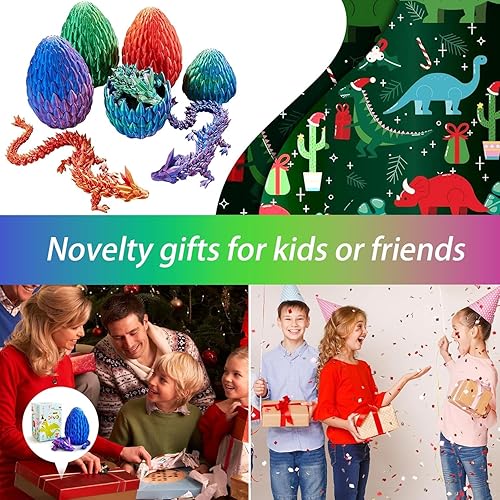 Miniatura 42 de Huevo de dragón impreso en 3D de 15 pulgadas, juguetes de cumpleaños de Navidad, regalo de relleno de calcetines, dragón de cristal articulado