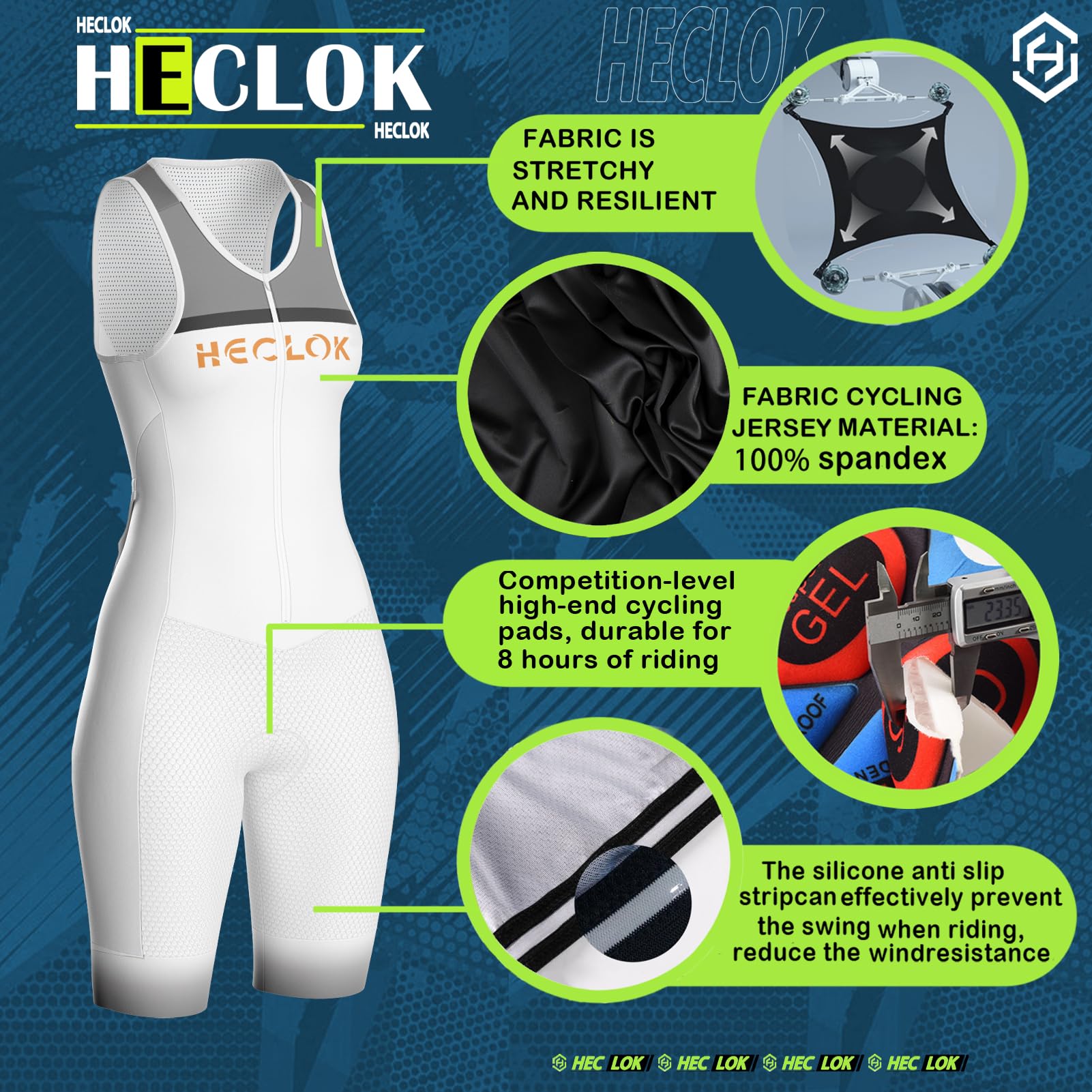 Traje de Ciclismo para Mujer Acolchado de una Pieza Trisuit Bike Top Corto Diseño Sublimado Babero Corto Triatlón de Equipo Profesional con Gel Pad,Patrones Personalizables