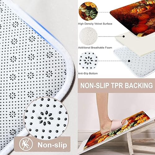 Miniatura 5 de ArtSocket Juego de cortina de ducha de otoño Batheoom con alfombras, juego de baño naranja con alfombra antideslizante, cubierta de tapa de inodoro,