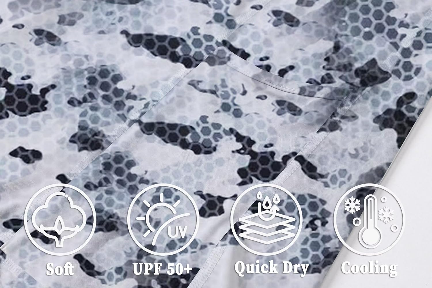 Cromoncent UPF 50+ Long Sleeve UV SPF Fishing Men's Sun Protection Hoodie Shirt Lightweight Shirts with Mask Rash Guard - Image 6