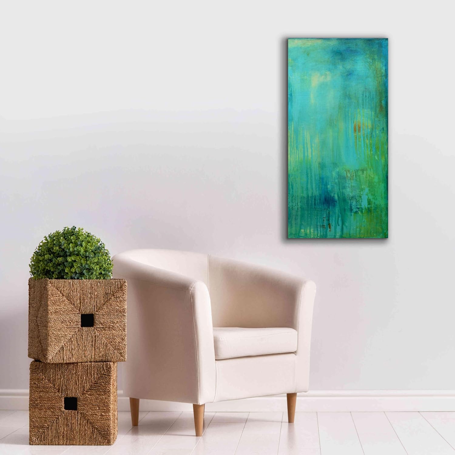 Epic Graffiti 'Blue Mountain Rain II' by Erin Ashley, Giclee Canvas Wall Art, 20"x40"