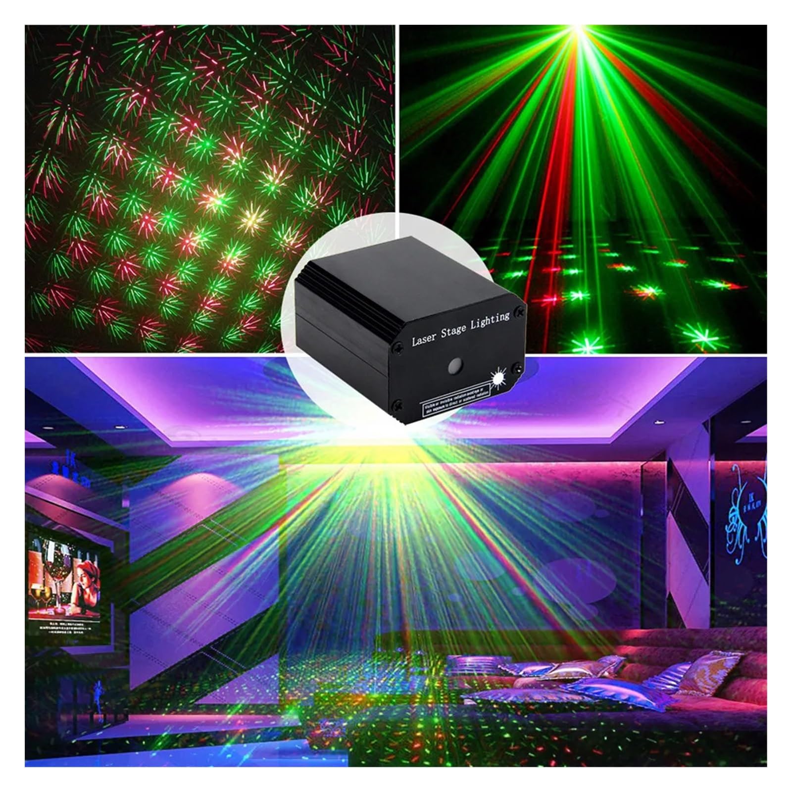 Projektor światła, projektor holograficzny na Halloween, przenośny pilot zdalnego sterowania, światła sceniczne LED, DJ Disco, projektor świateł, aktywowany dźwiękiem, migający na imprezę św