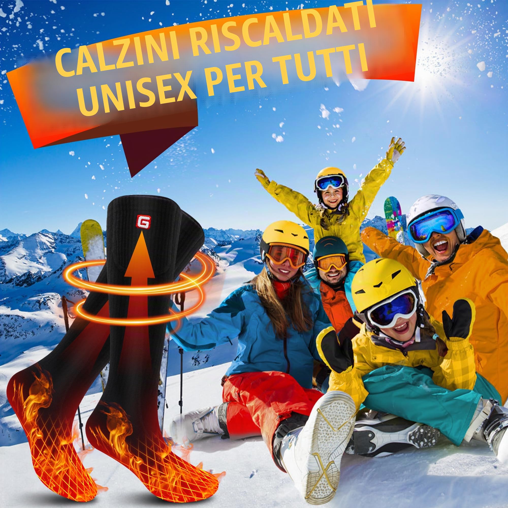 SVPRO Calzini riscaldati per uomo e donna, con batteria ricaricabile da 4000 mAh, calzini termici invernali, scaldapiedi elettrici per climi freddi, caccia, sci, escursionismo, campeggio (nero)