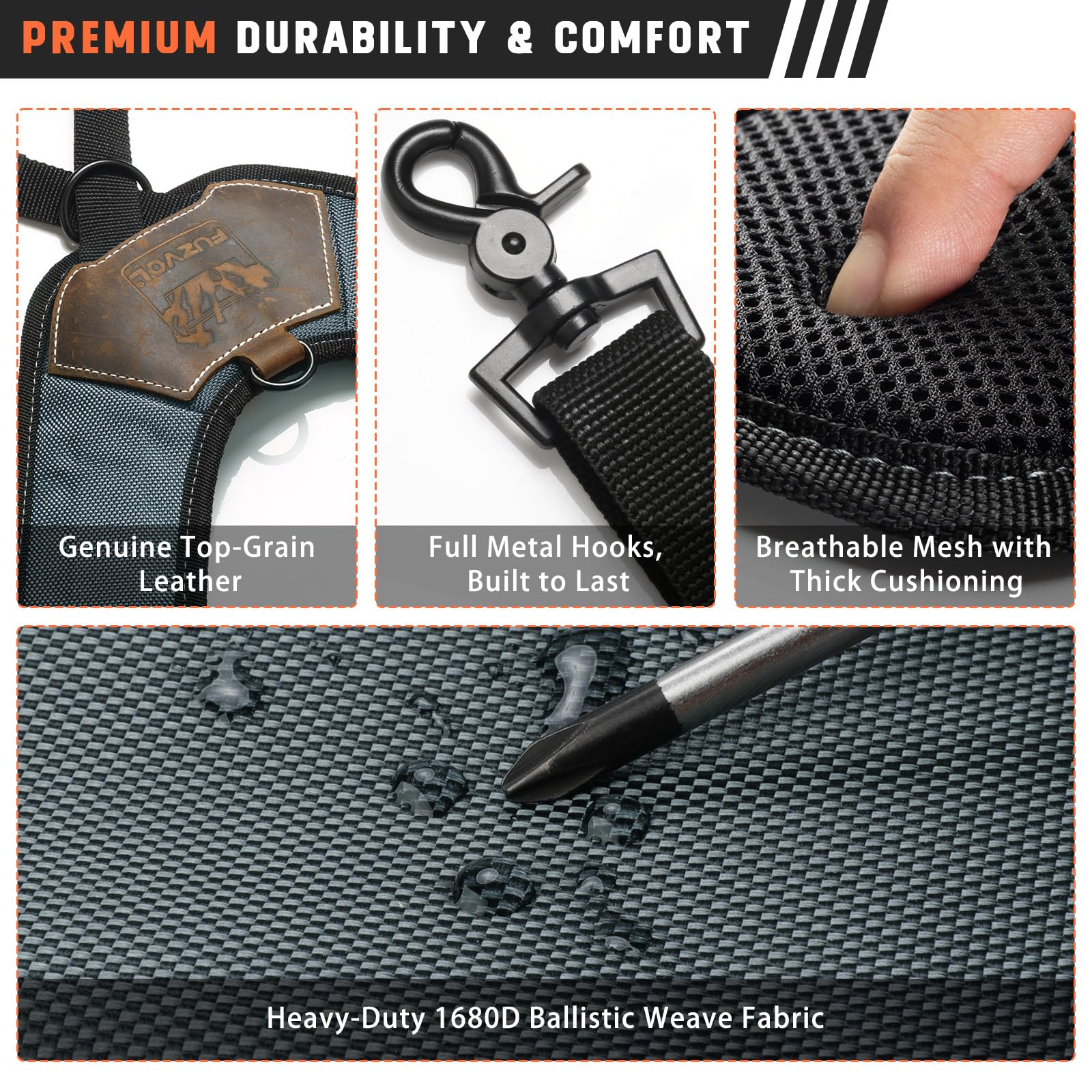 Ceinture porte-outils pour homme avec 4 boucles de fixation, porte-jarretelles de travail très résistantes, bleu, Medium