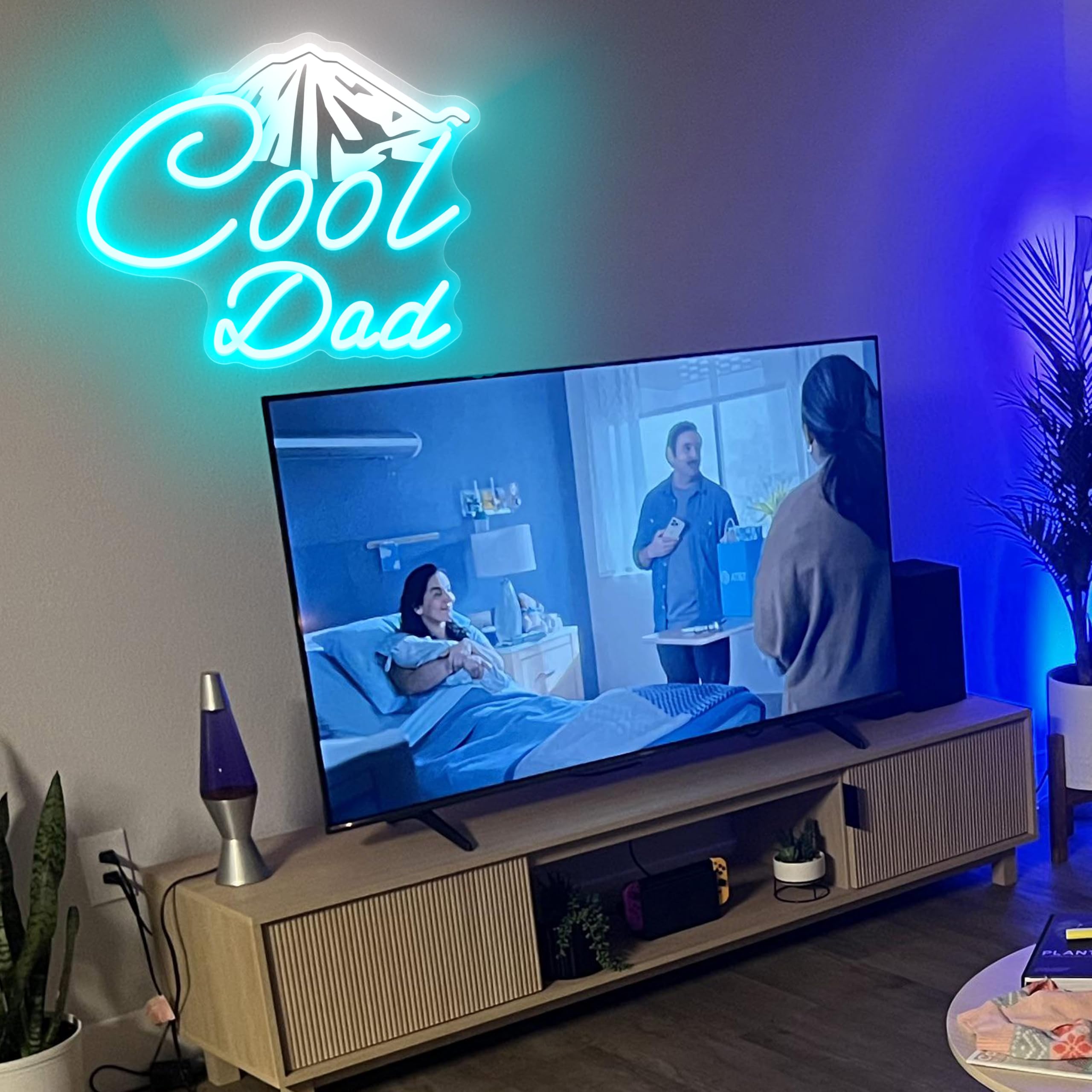 Insegna al neon con scritta "Cool Dad", luce a LED blu ghiaccio, regalo per la festa del papà, 28 x 33 cm, decorazione da parete, regalo unico per papà, camera da letto, uomo, grotta, garage