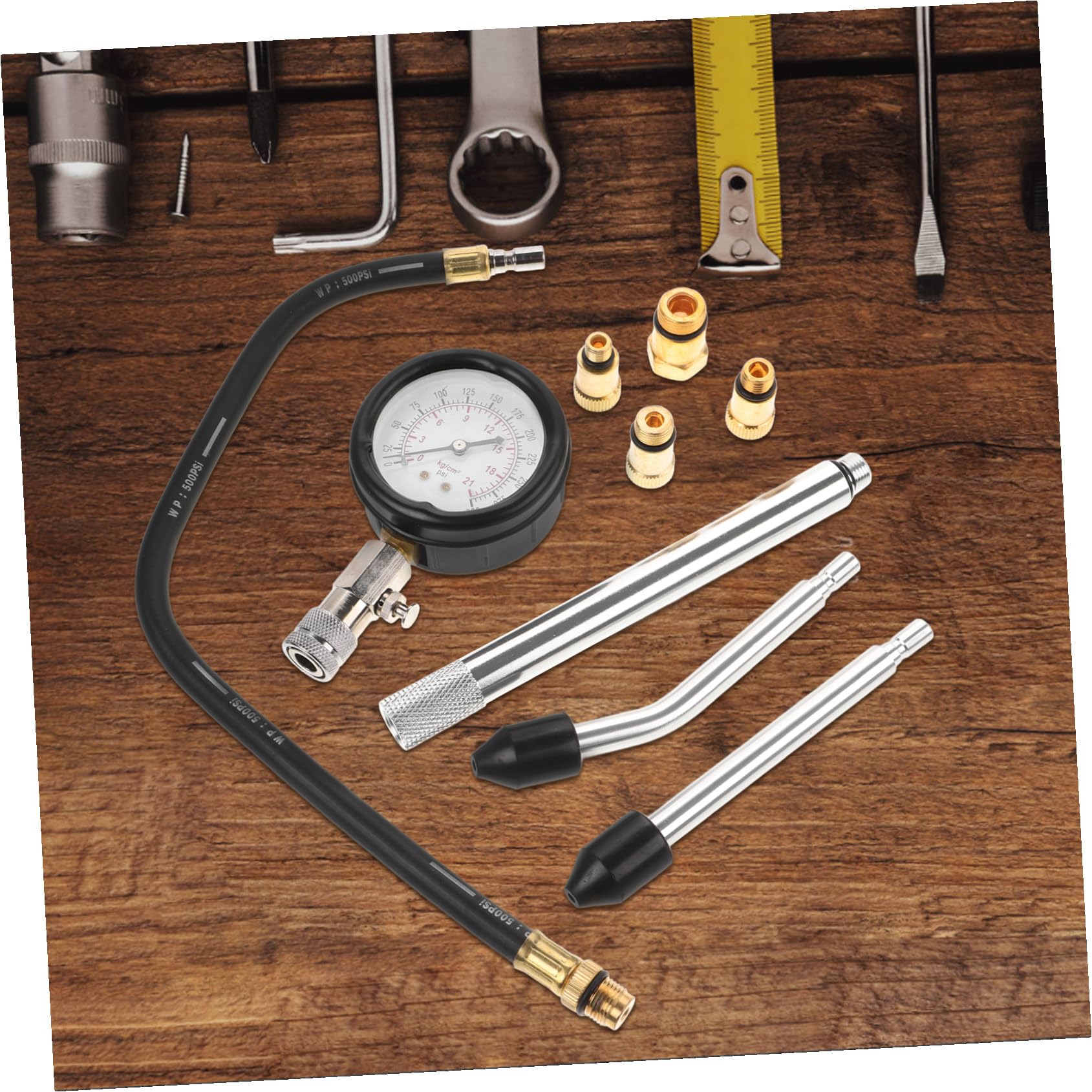 Alipis Kit de Medidor de Presión de Cilindros para Coches y Motos, Aleación de Aluminio y Plástico, Herramienta Precisa y Fiable para Reparaciones y Mantenimiento