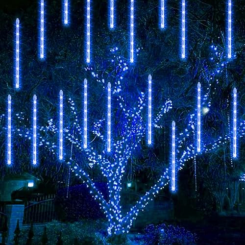 Miniatura 9 de Dazzle Bright 864 luces LED de Navidad, luces de lluvia de meteoritos de 11.8 pulgadas, 24 tubos, enchufe impermeable, luces de lluvia que caen,