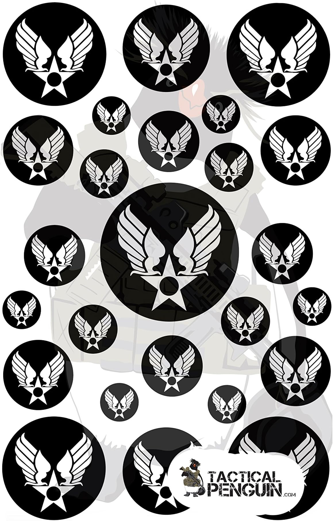 Tactical Penguin Hap Arnold Wings Stencil for cerakote, gunkote, duracoat Avery Paint mask Sticky Back Vinyl