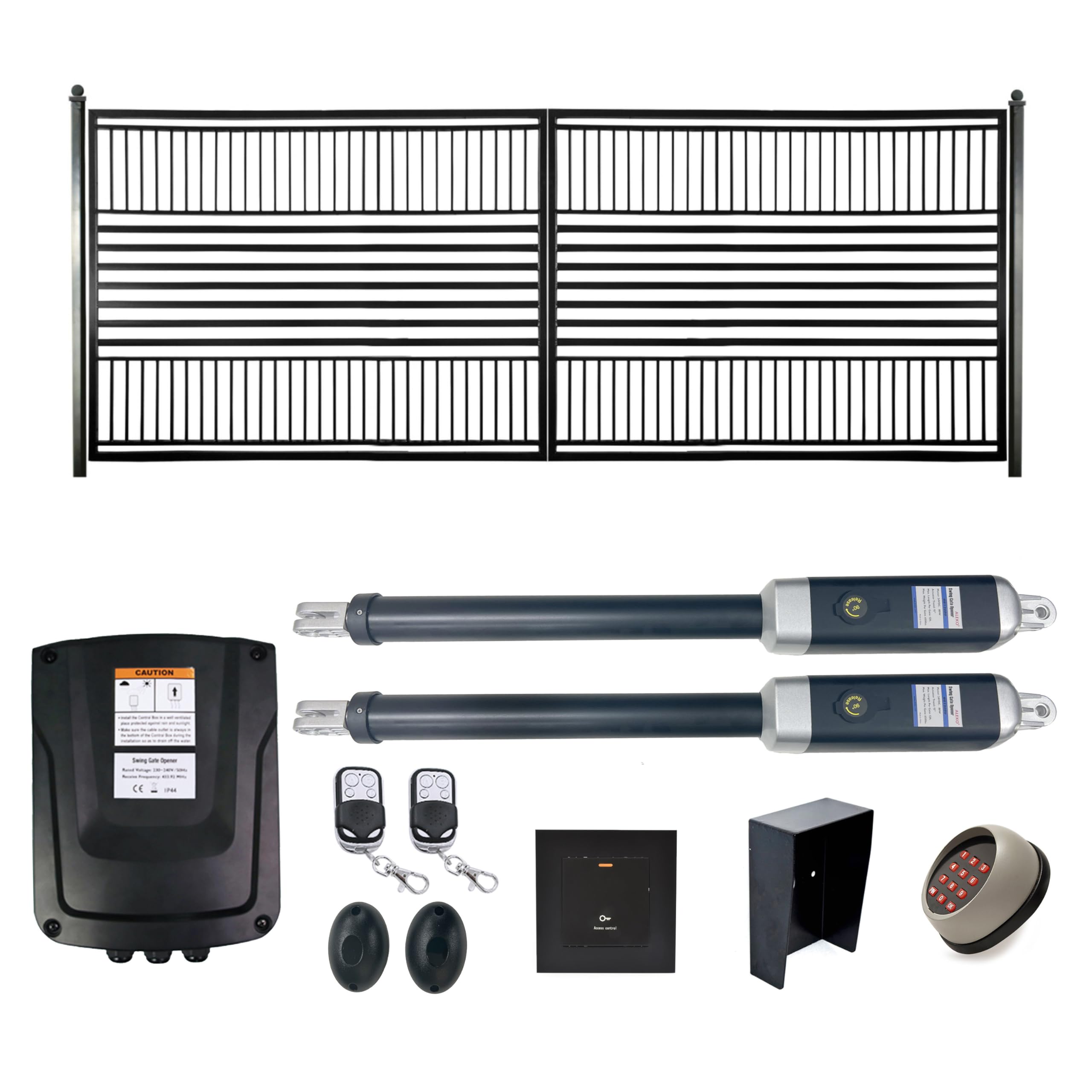 ALEKO 16x6 Barcelona Dual Swing Driveway Gate with Opener Kit