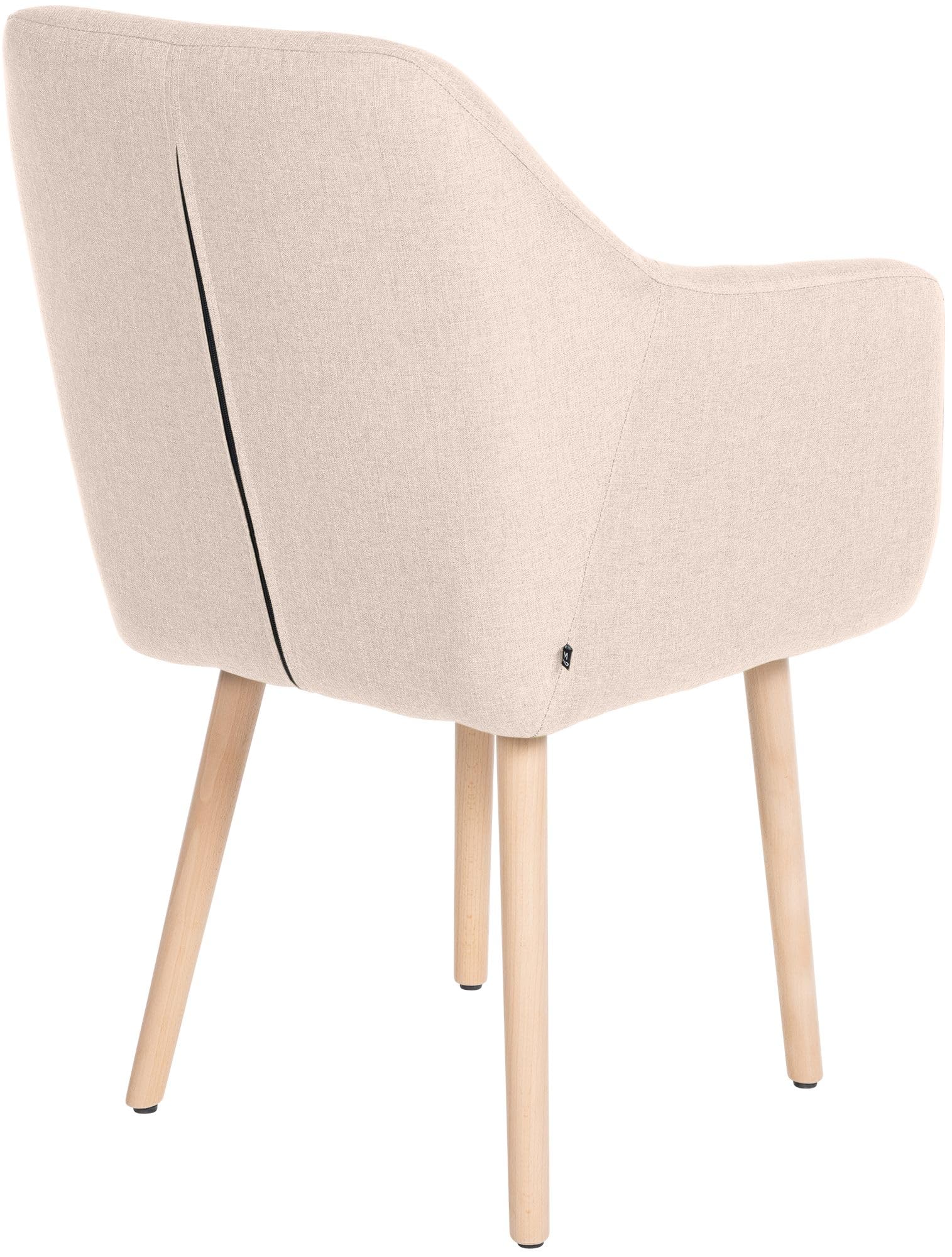 CLP Silla De Salón Utrecht Acolchada & Tapizada En Tela I Butaca De Dormitorio Moderna con Base De Madera I Color:Beige;Color del Marco:Natura