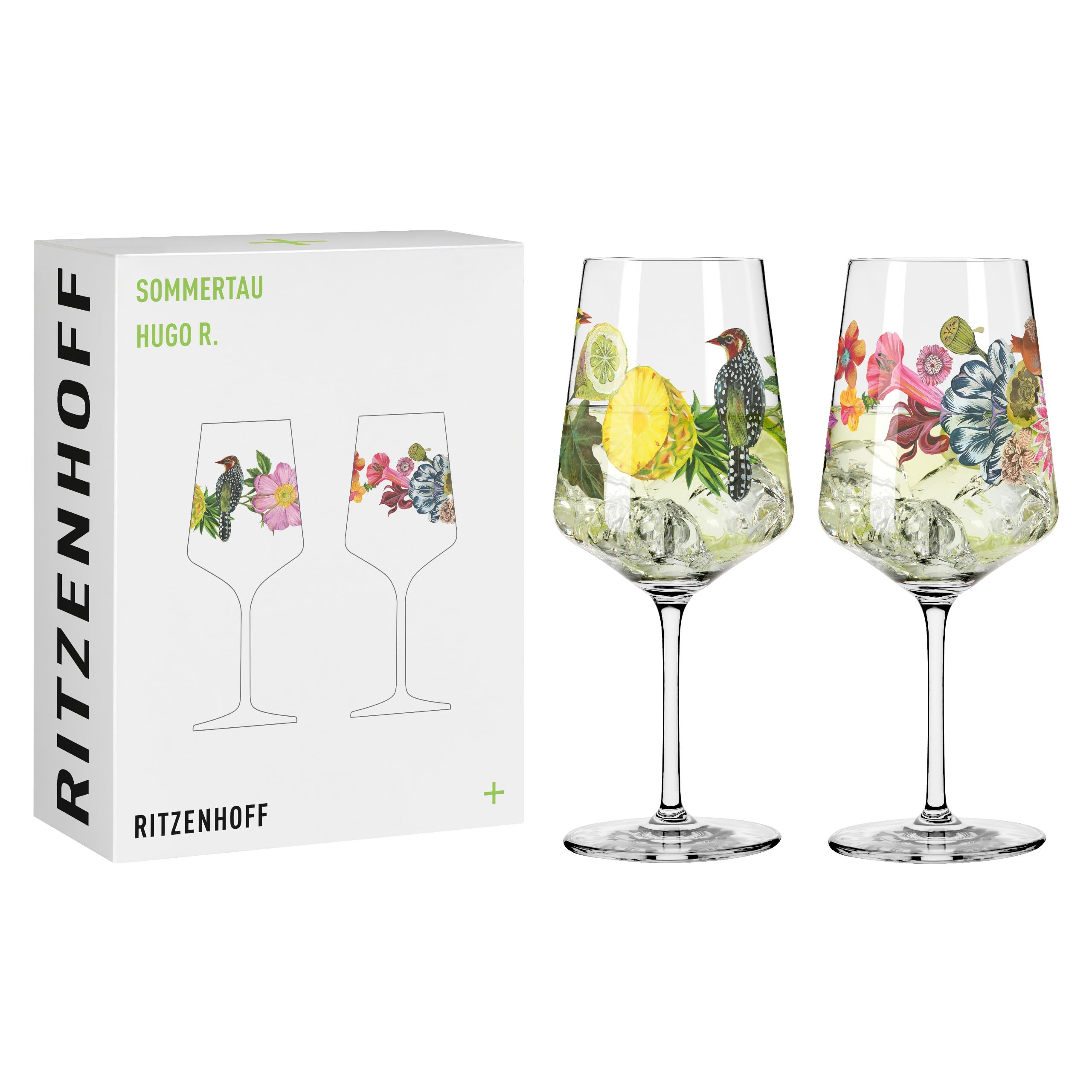 Ritzenhoff2931019 Aperitif Glass 500 ml - Summer Dew Series - Birds, Flowers - Made in Germany