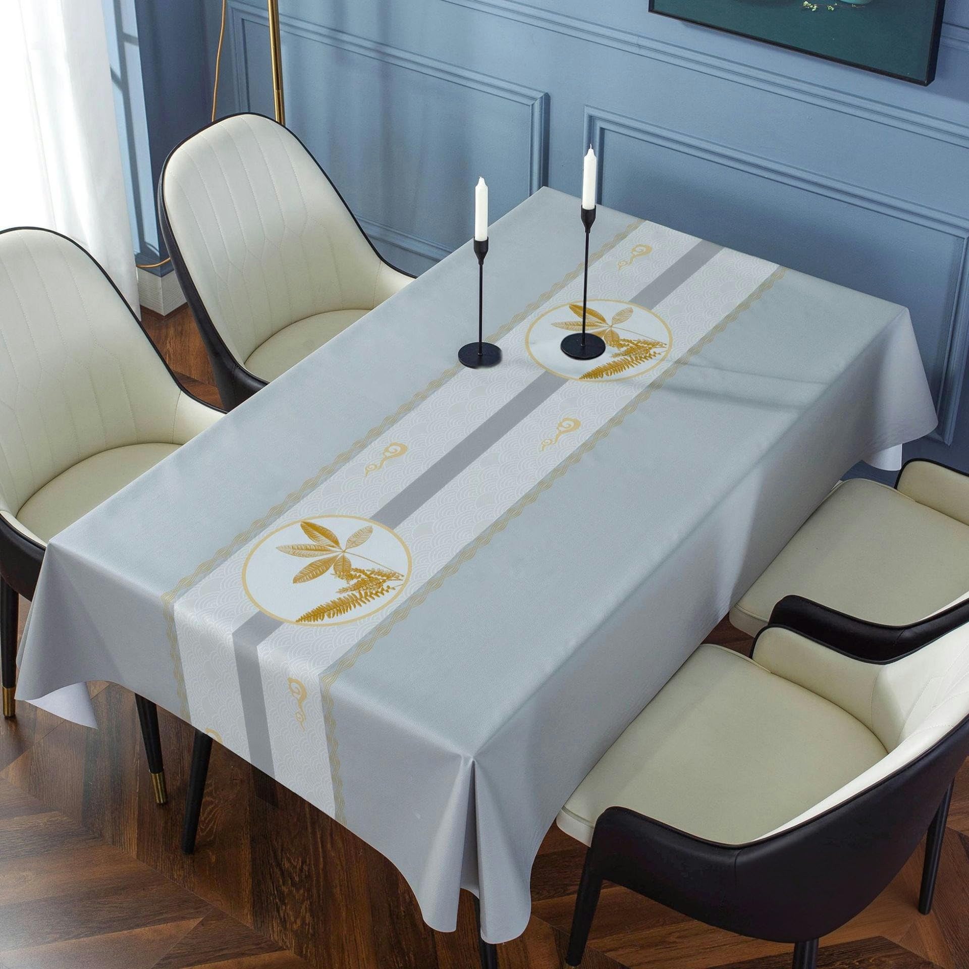 Nappe carrée PVC fleurie 140-220 cm imperméable et facile à nettoyer