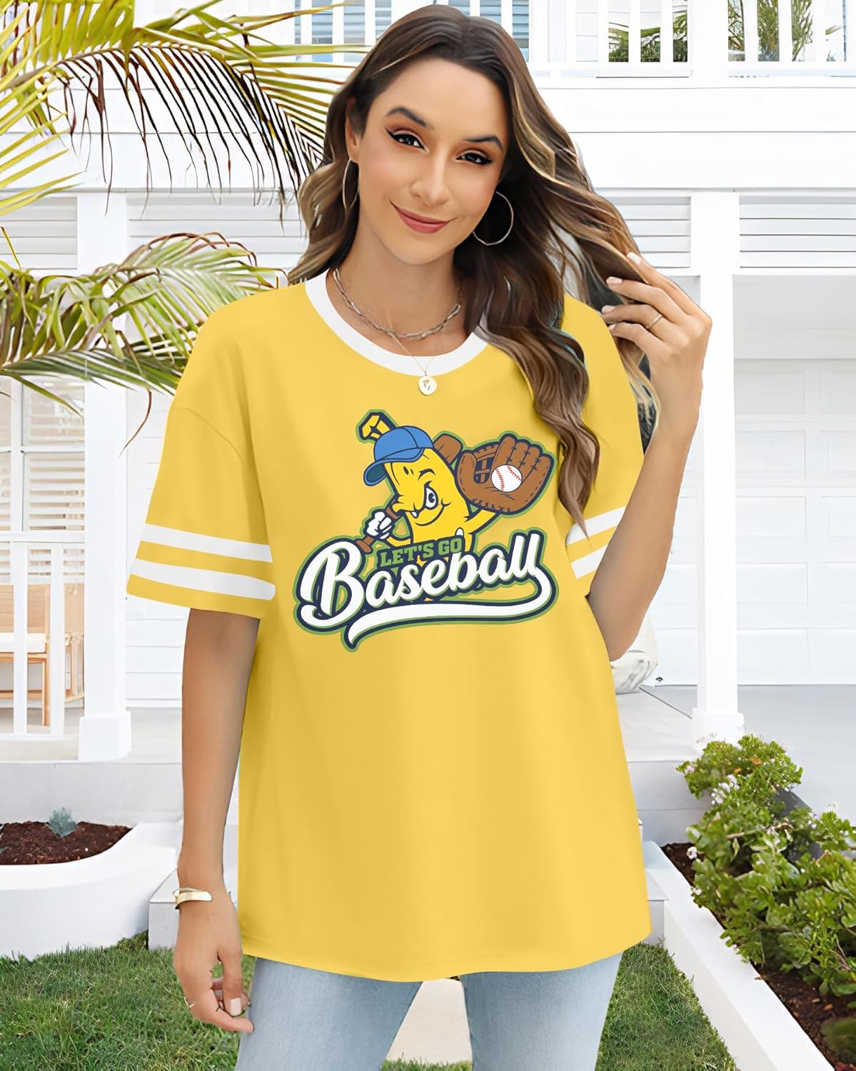 Baseball Shirt Women Funny Baseball Player Team T-Shirt Baseball Mama Shirt Striped Graphic Tee Short Sleeve Top - Image 3