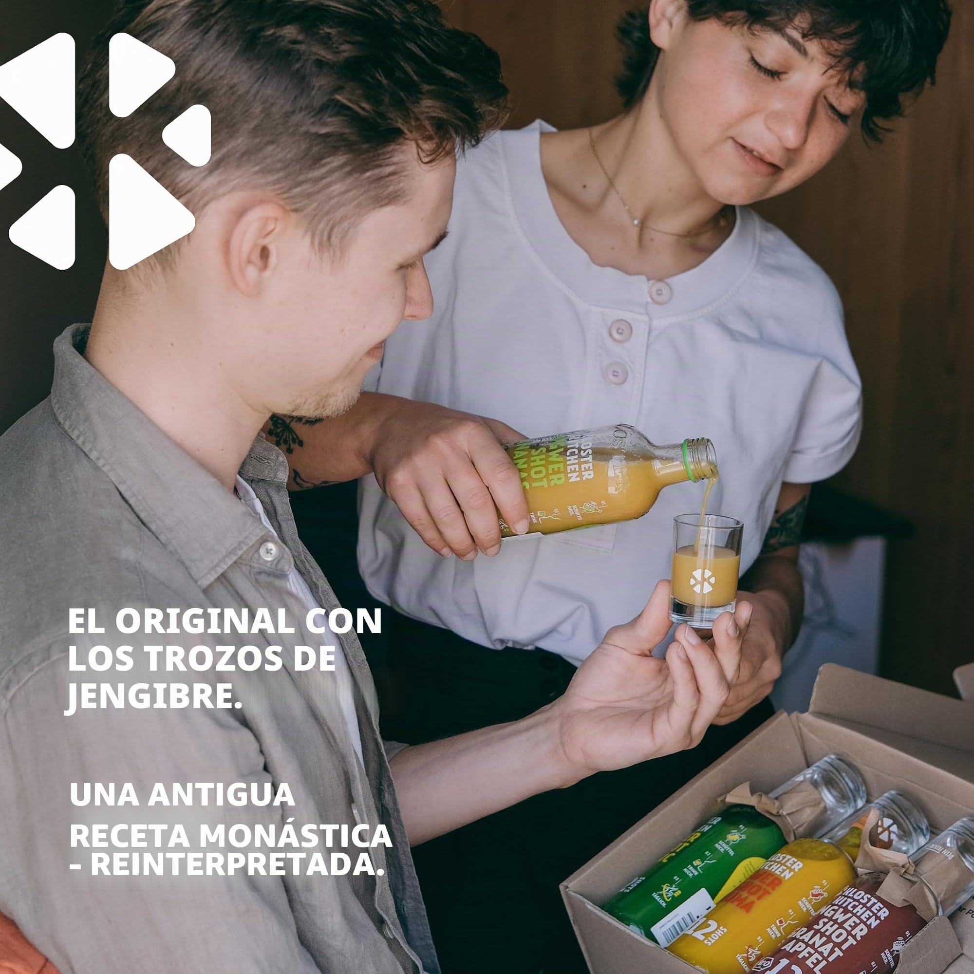 Kloster Kitchen Saftkur alternativa | 6 semanas de jengibre Shot Kur I 42x 30 ml con auténticas piezas de jengibre I Bio Ingwershot vegano I dulce afilado sin aditivos & con dulce natural