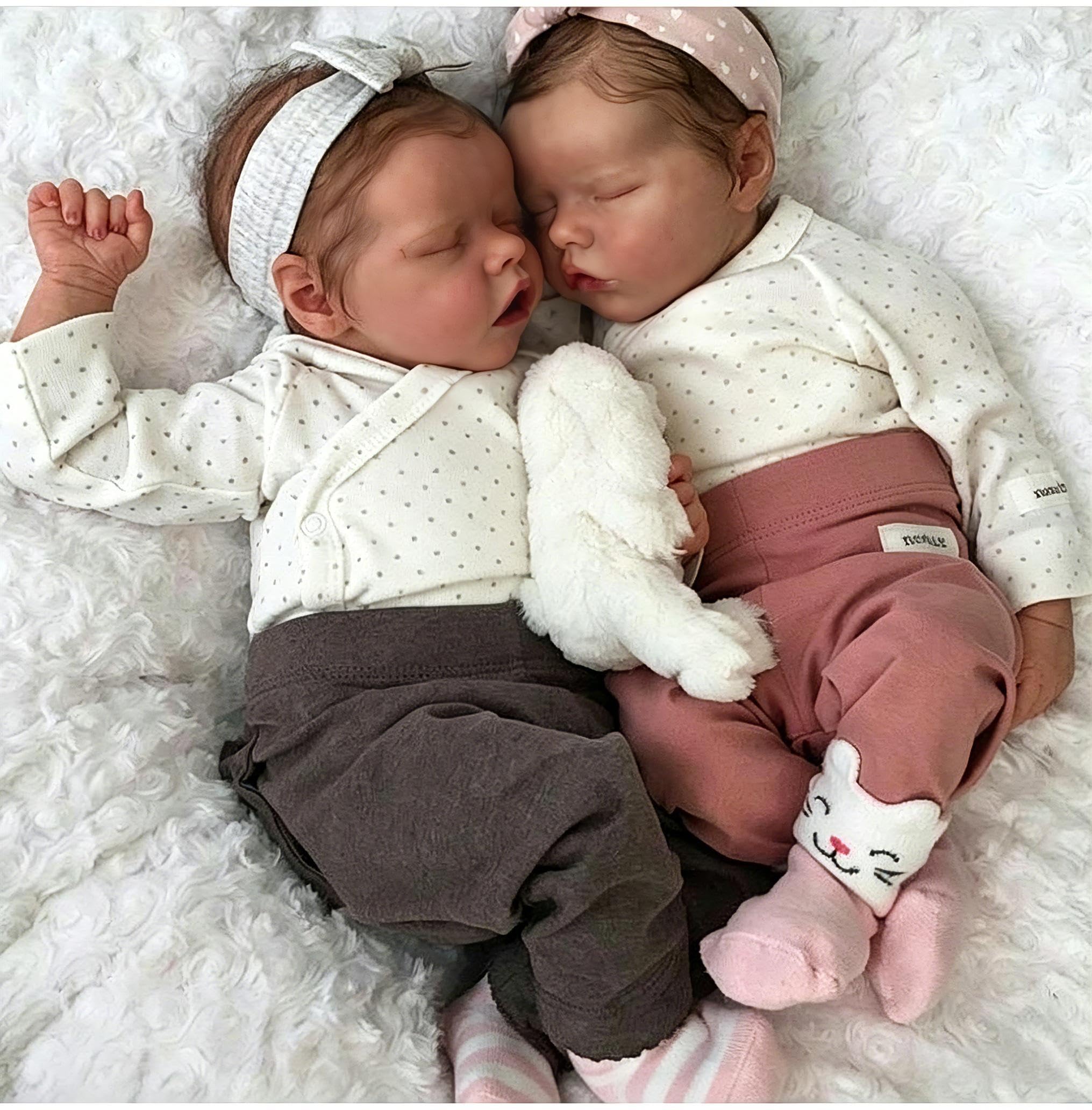 RXDOLL Reborn Lalki bliźniaki silikonowe winylowe na całe ciało, 45 cm, prawdziwie wyglądające noworodki, lalki dla chłopców i dziewczynek, realistyczne lalki niemowlęce, które wyglądają naprawdę