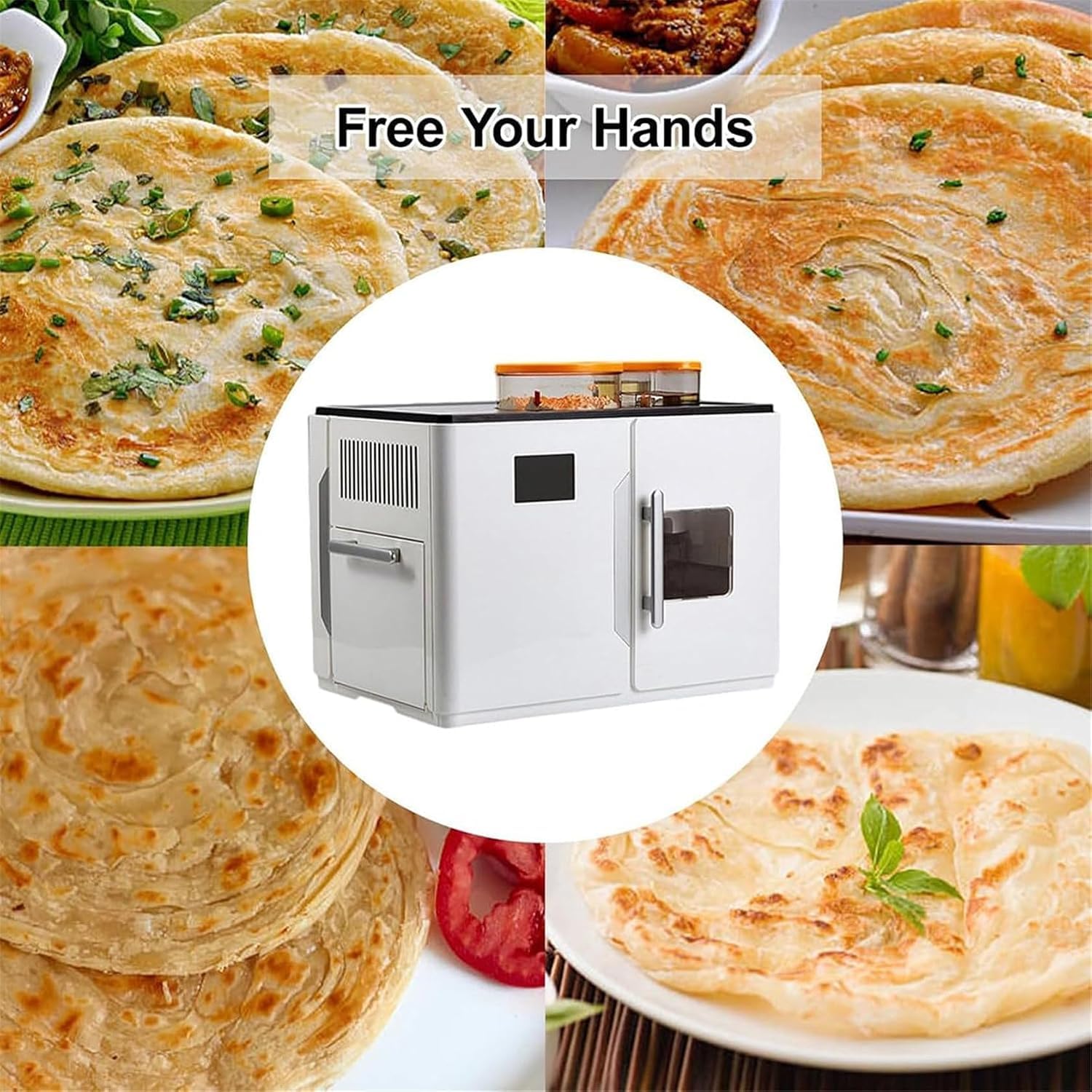 Macchina Professionale per Roti E Chapati da 1800 W - Completamente Automatica, con Schermo Touch Intelligente, Prepara 20 Focacce, Ideale per La Casa E La Ristorazione, per Una Cottura Facile E