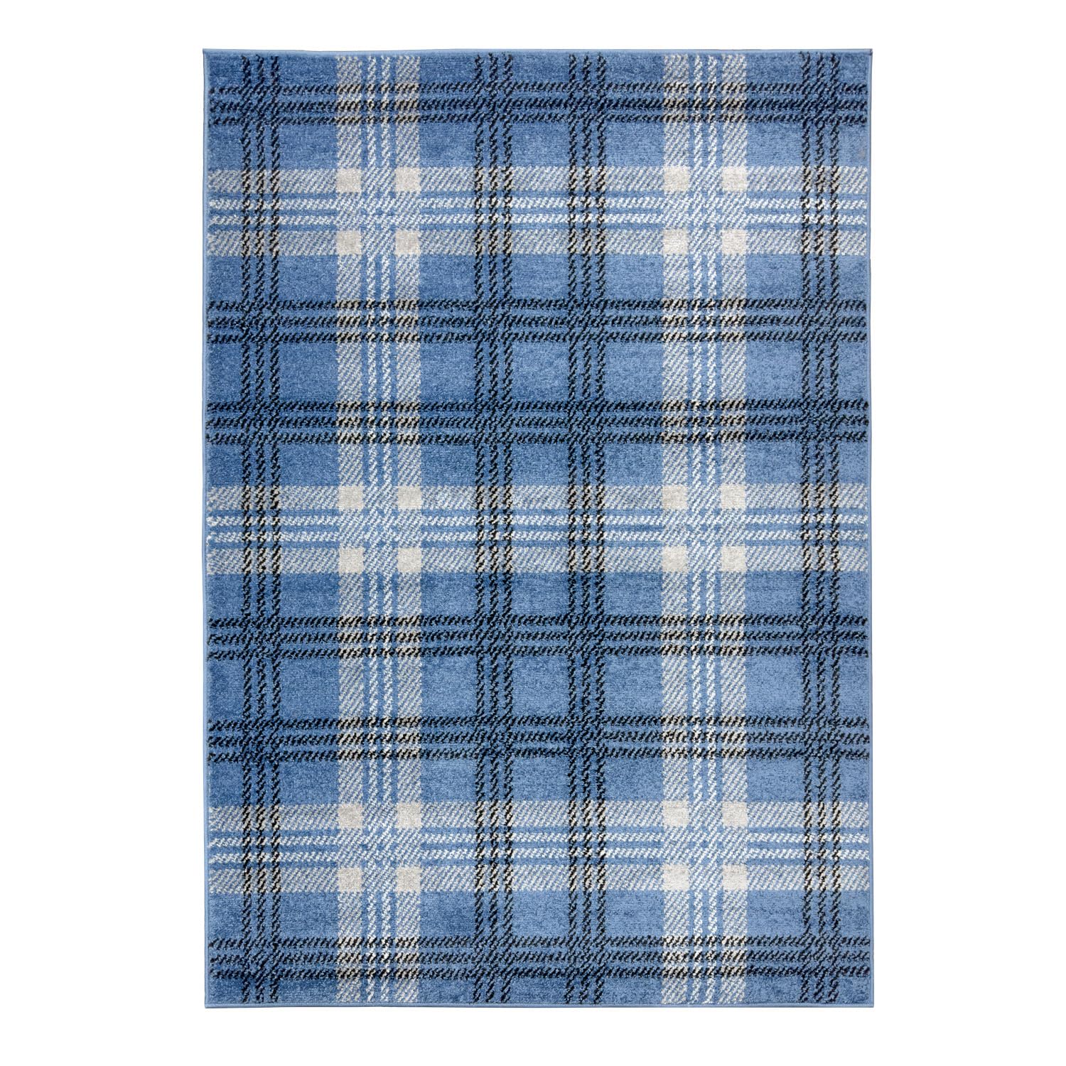 Home Republic Classic Tartan Check Area Rug for Living Room Bedroom Anti-Skid Backing modern Highland Check (Blue, 200 x 290 cms)