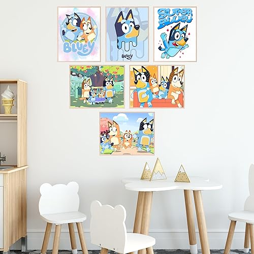 Miniatura 4 de BigWig Prints Póster Bluey  Decoraciones de cumpleaños de Bluey, suministros de fiesta de cumpleaños de Bluey, habitación de bluey, calcomanía de