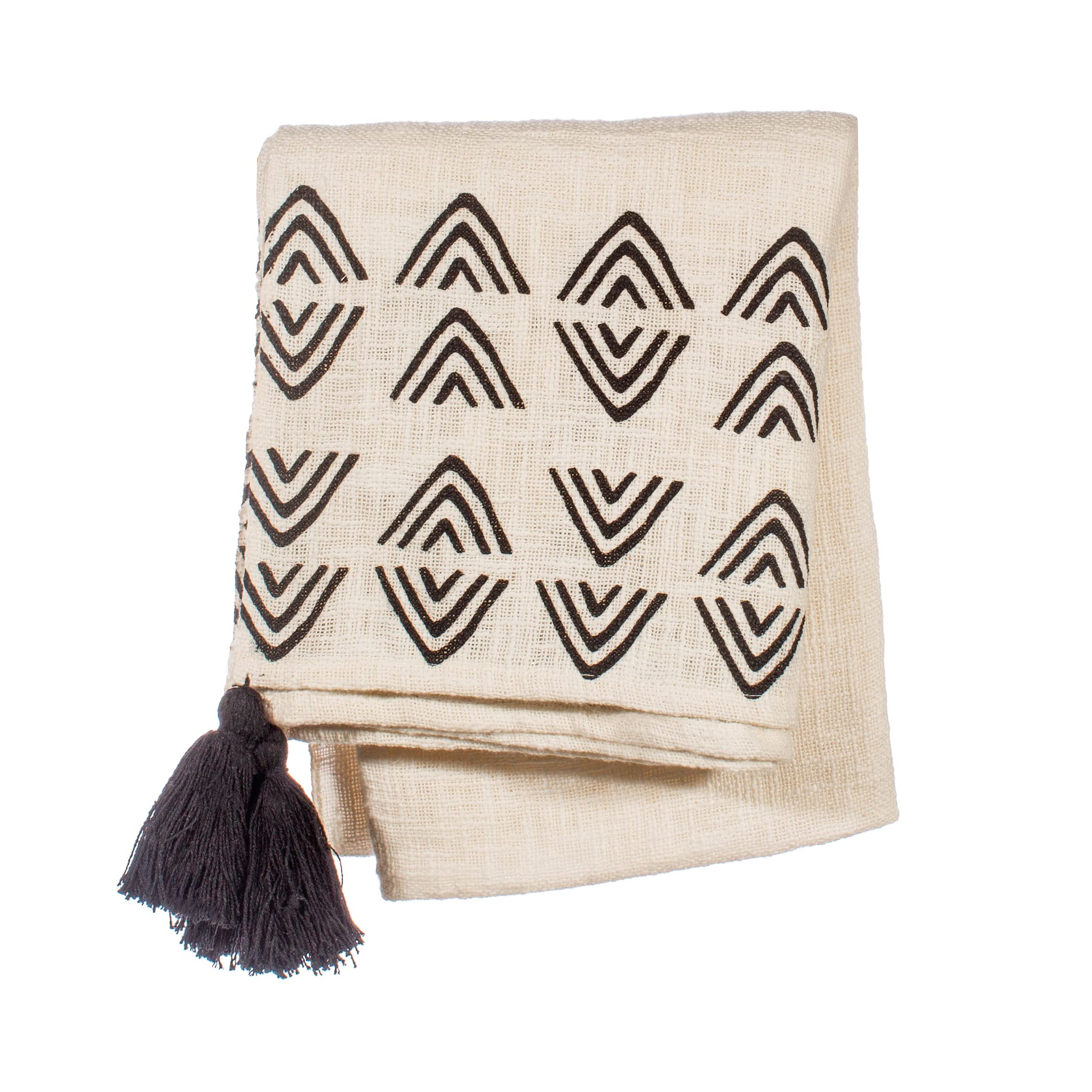 Sass & Belle Grey Triangles Block Print Throw