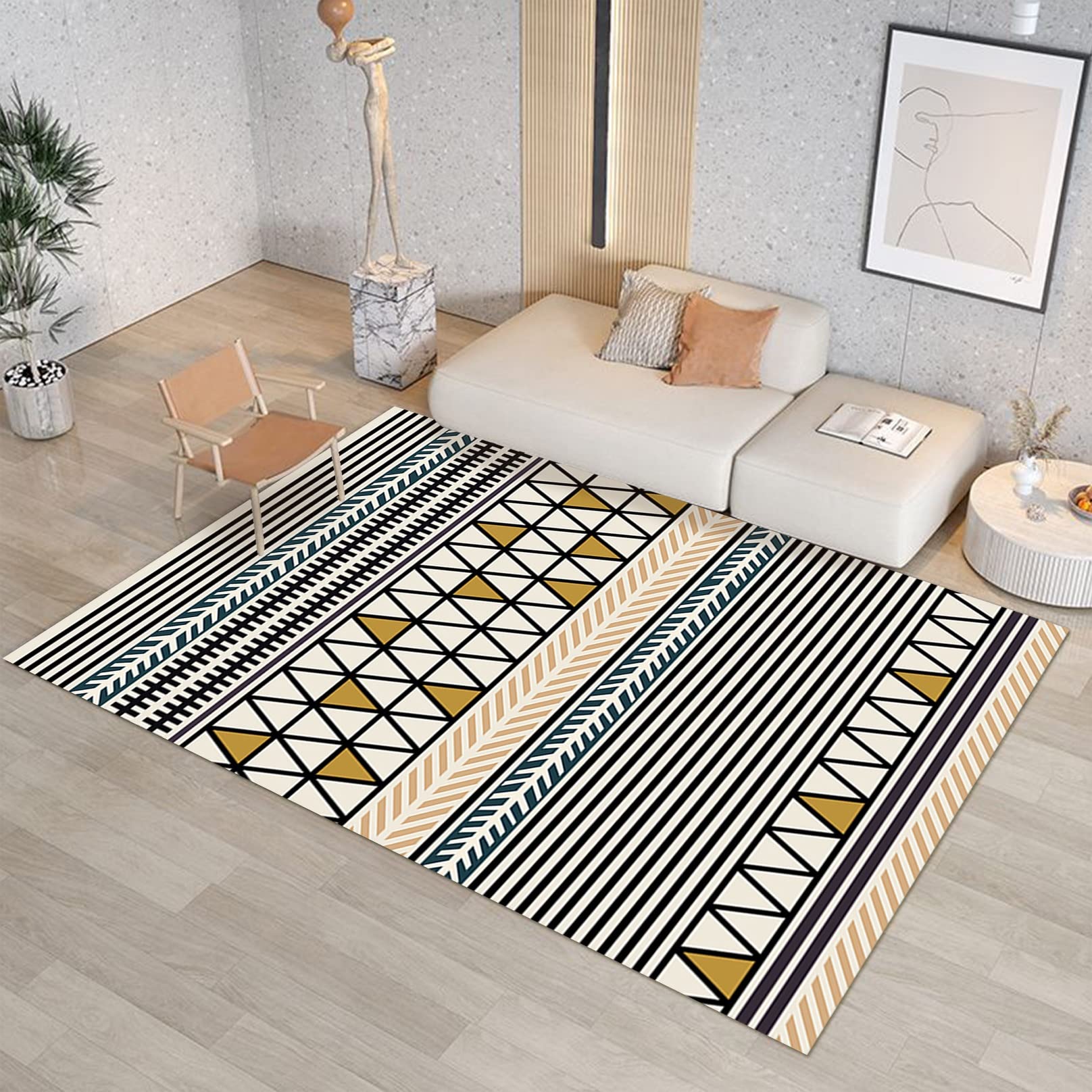 Tapis d'Allée 90x500cm de Couloir Lavable Grand Format Style Européen