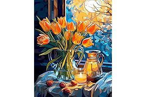 Floral Beauty: A DIY Masterpiece with TULOVO's Vibrant Vase Painting by Numbers