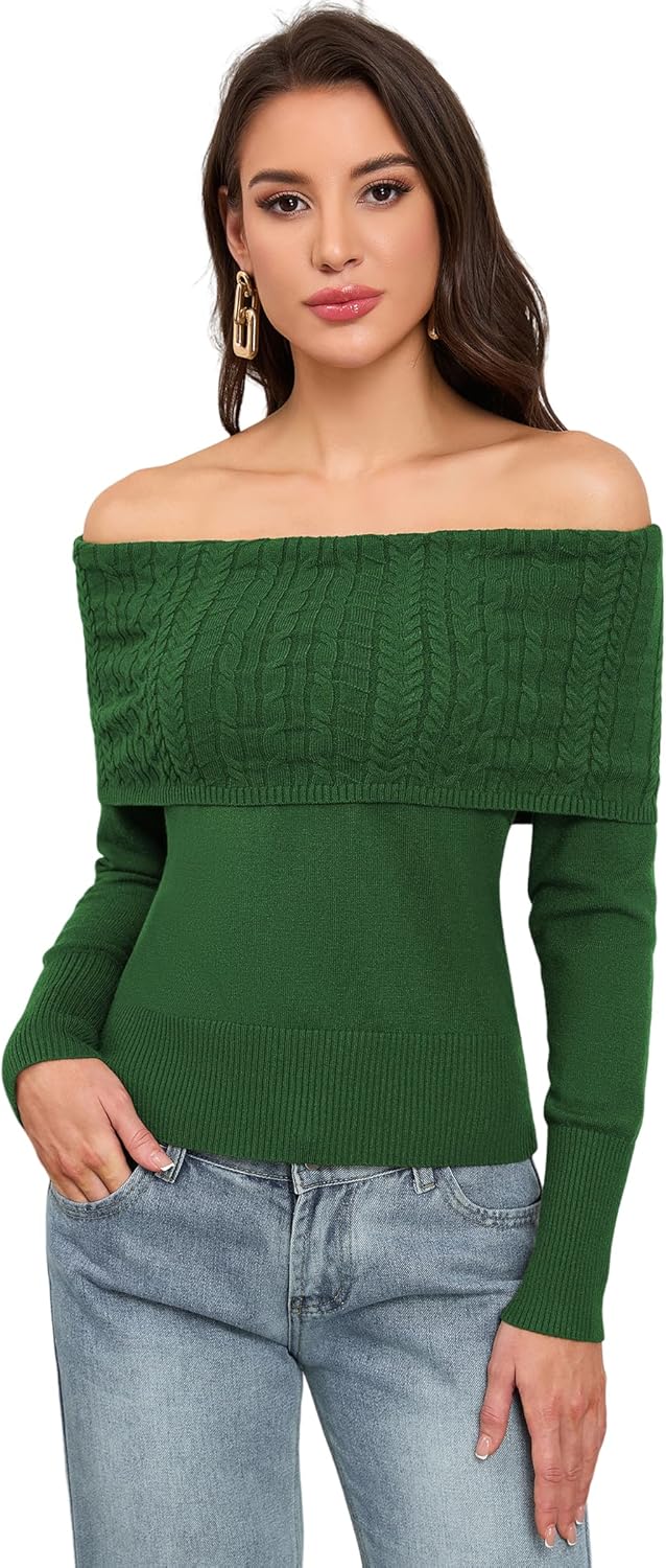 ZAFUL Women's Cropped Knit Sweater Boat Neck Long Sleeve Pullover Jumper Top