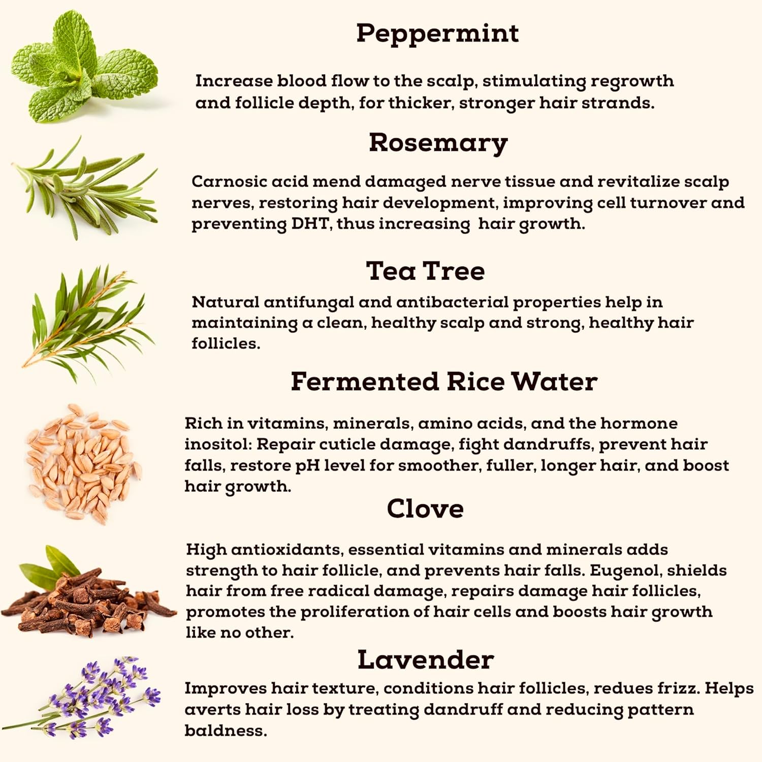 Rosemary Hair Spray For Hair Growth With Rice Water Peppermint Tea Tree Clove Moisturize Dry Itchy Scalp For Thicker Longer Hair Men Women 4fl oz. - Image 4