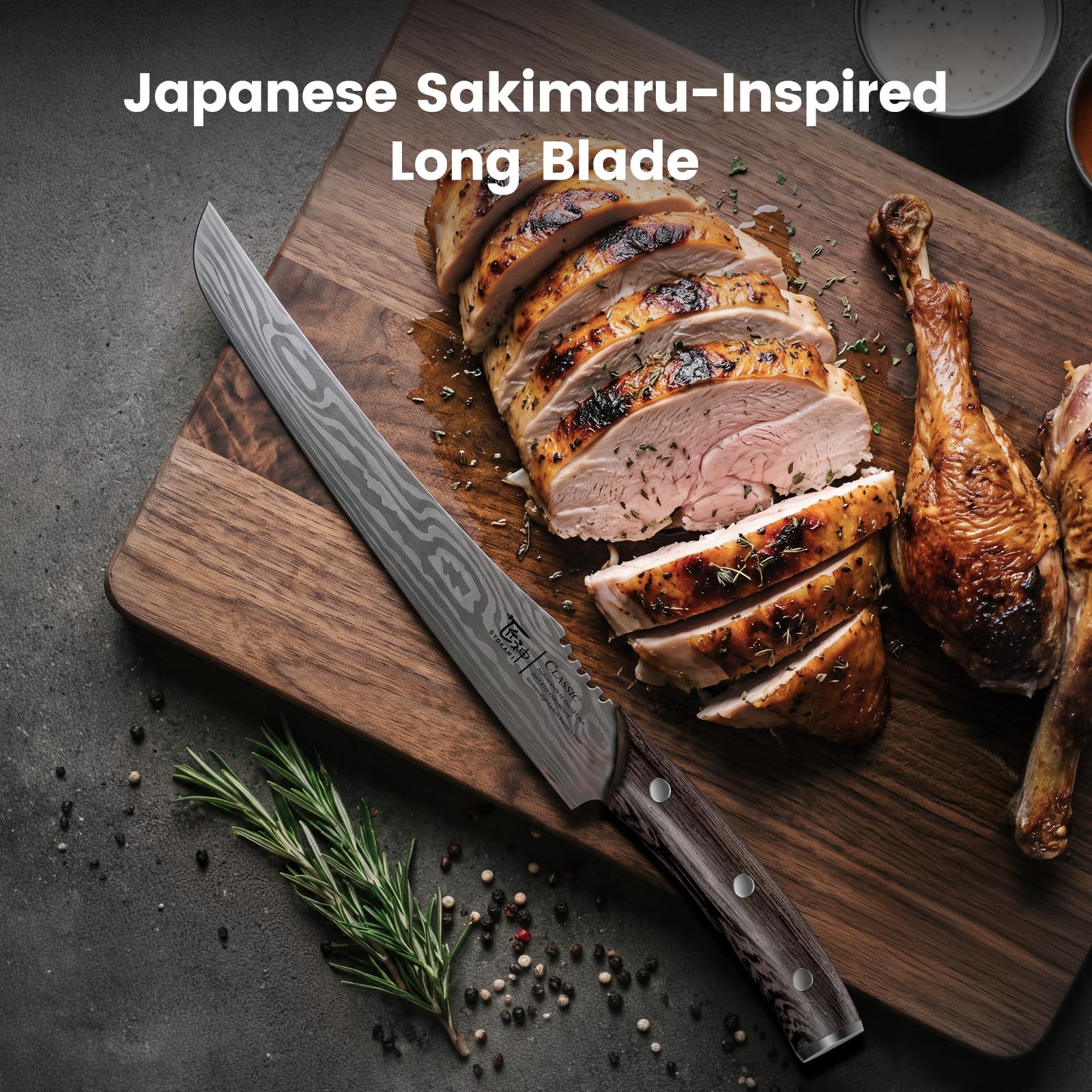 SYOKAMI Turkey Carving Knife Set, 10.2 Inch Brisket Knife & Carving Fork — Amazon image 3