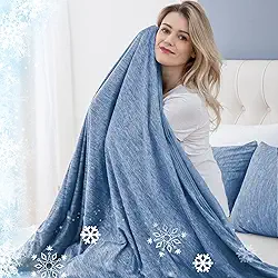 CHOSHOME Cobertores de resfriamento para pessoas que dormem com calor, Cobertor de gelo para o verão, cobertor leve e respirável, Cobertores frios para dormir,suores noturnos, Azul, 229 x 274 CM