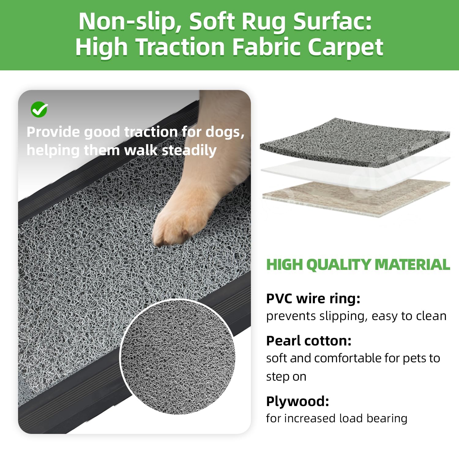 Rampe pour chien pliable extra longue 180 cm avec surface de tapis antidérapante pour petits, moyens et grands chiens - Rampe portable pour voiture, SUV, camion, canapé et lit