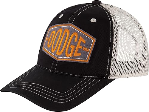 Dodge Trucker - Gorra de béisbol ajustable con logotipo vintage con ala curvada, color negro, talla única, Negro -