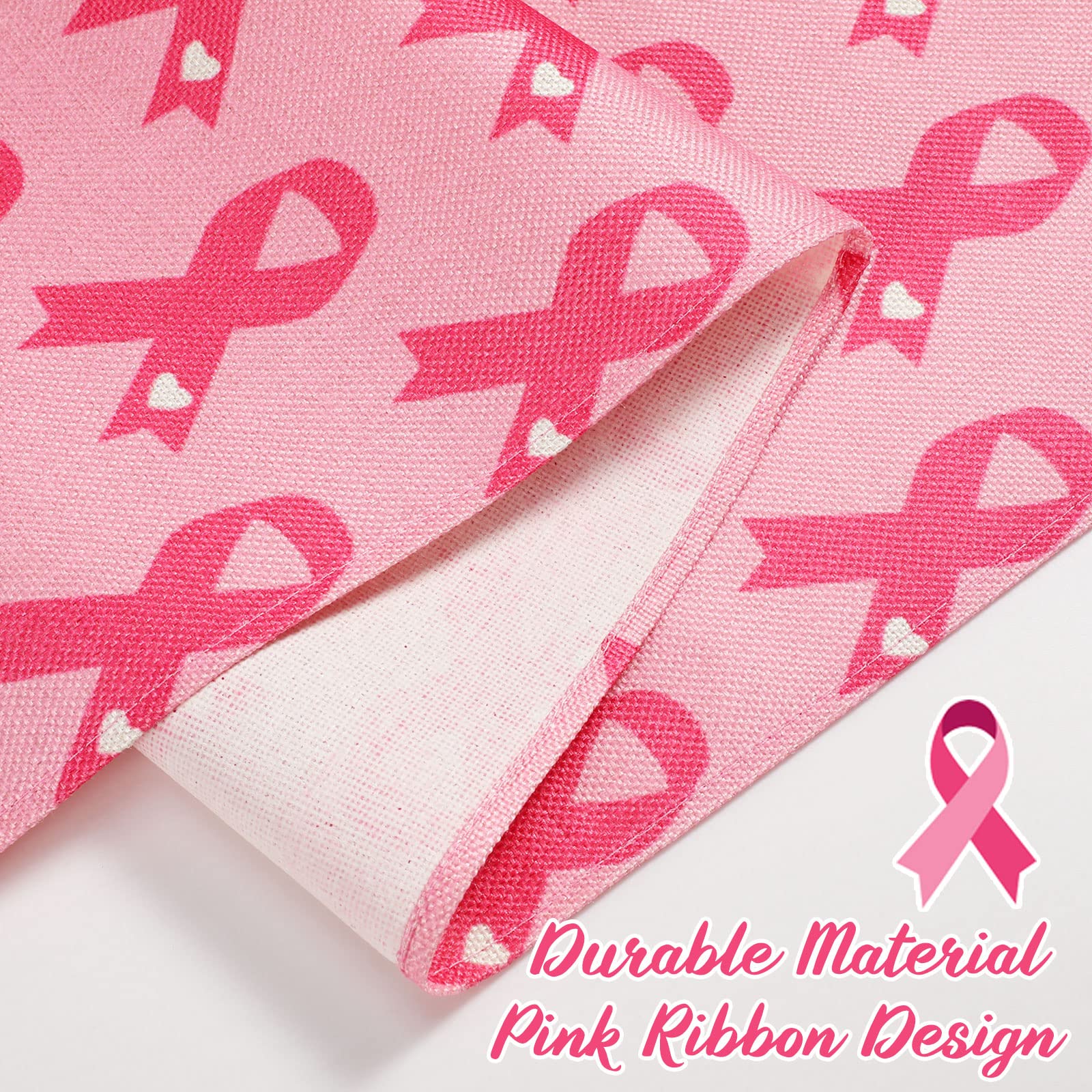 Chemin De Table Ruban Rose Wandic - 35x180 Cm, Tissu Qualité, Sensibilisation Cancer Du Sein, Décoration Maison, événements Caritatifs