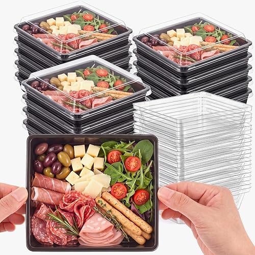 Shellwei 50 Pack Mini Catering Trays with Lid 5.5 x