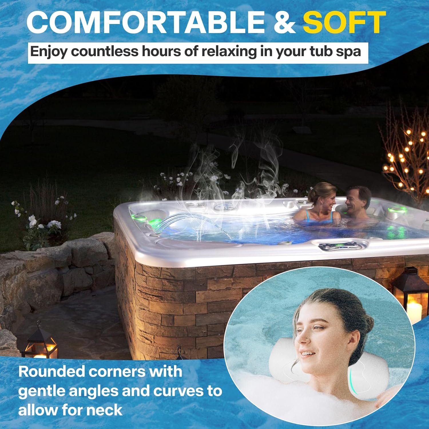 2-Pack 72597 72596 Spa Neck Pillow for Hot Spring Highlife Series Spas from 1997-2007, 13.2”L x 5.5”L, Cool Gray Hot Tub Spa Head Rest Pillows for Watkins Five Years Free Replacement