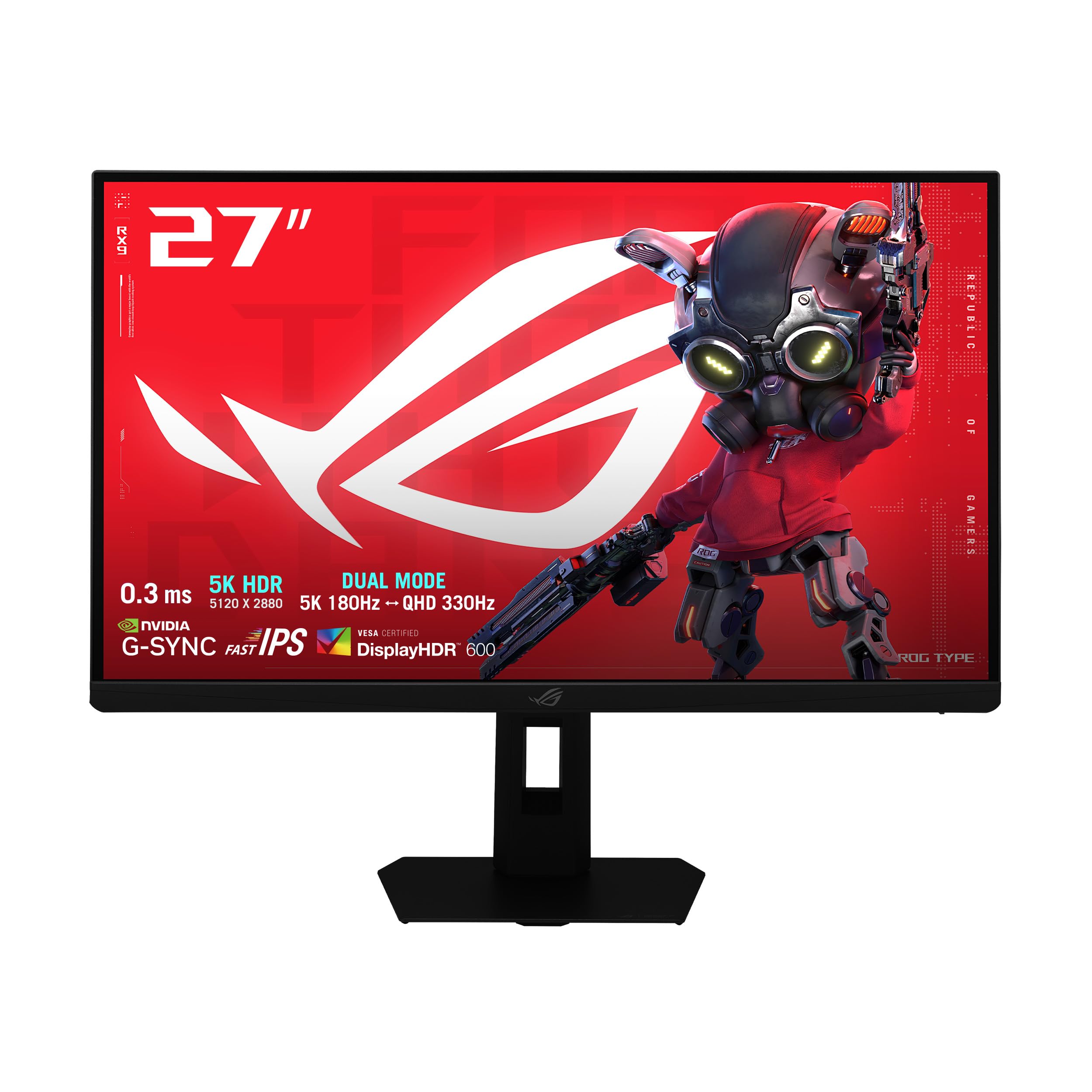 ASUS ROG Strix 5K XG27JCG - Monitor Gaming 5K HDR (5120 × 2880), Dual Mode, G-Sync y AMD FreeSync Premium, ELMB2, VESA DisplayHDR 600, 218 ppi, 95% DCI-P3, DisplayWidget Center, tecnología Gaming AI