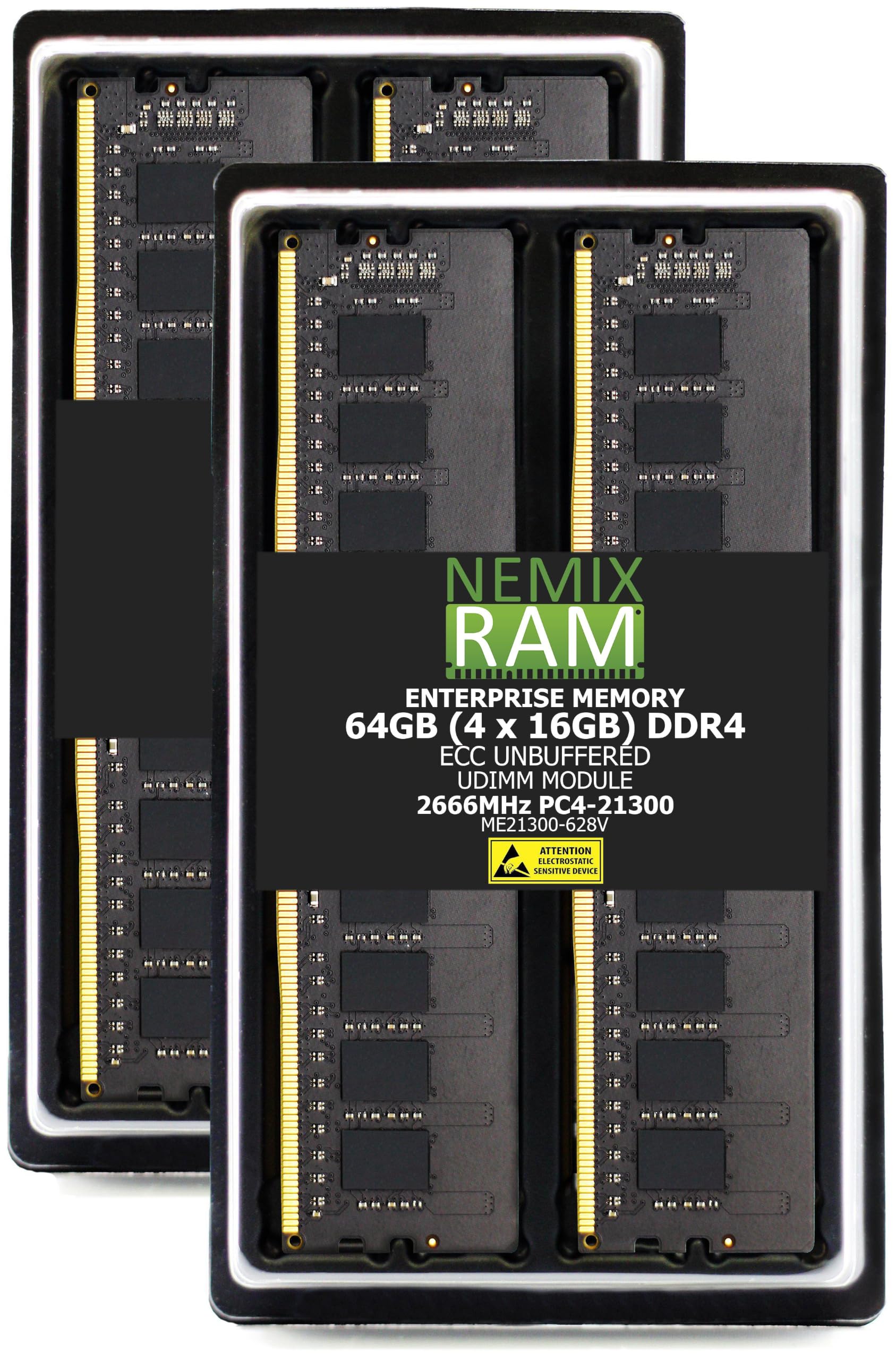 4X16GB DDR4-2666 ECC VLP UDIMM Compatible with Intel S1200SPS