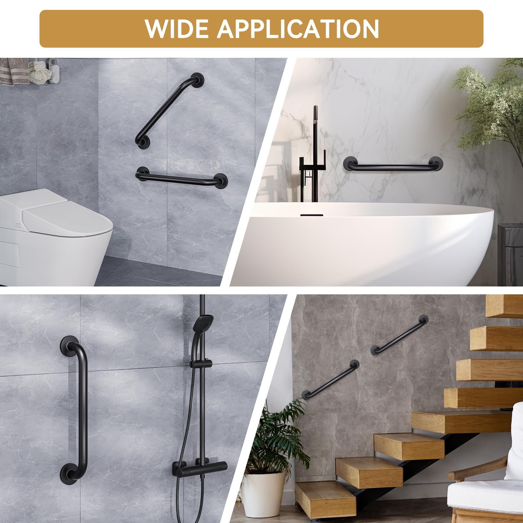 AmazerBath Barras de agarre de ducha antideslizantes para personas mayores, barra de seguridad de baño para los necesitados, barras de agarre de seguridad de baño de acero inoxidable, barra gruesa