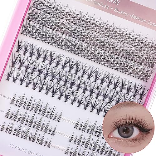 MLEN DIARY Pestañas individuales de 255 racimos de pestañas, 3 tipos de extensiones de pestañas naturales, 0.472-0.551in, cola de pez, sándwich y