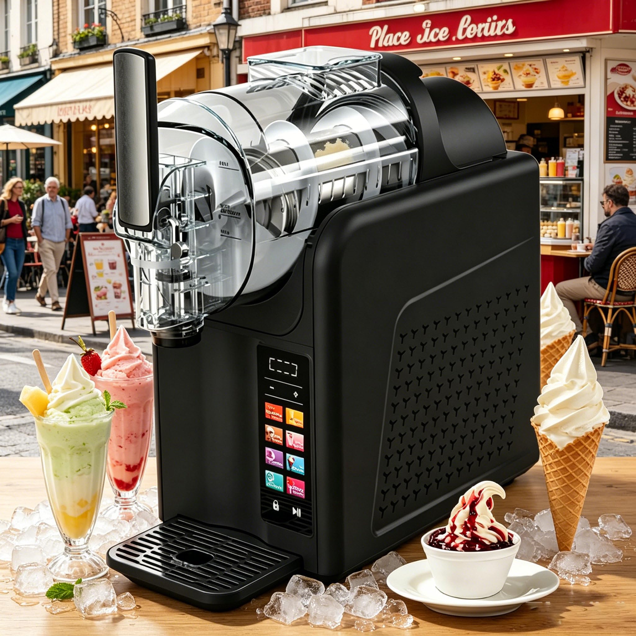 Sushangmao 7-in-1 Slushie & Soft Serve Ice Cream Maker, Professional Slushy Maker | 2L Slushie Machine with 7 Presets, Timer, Self-Cleaning, Adjustable Texture | Perfect for Slush, Milkshake Black