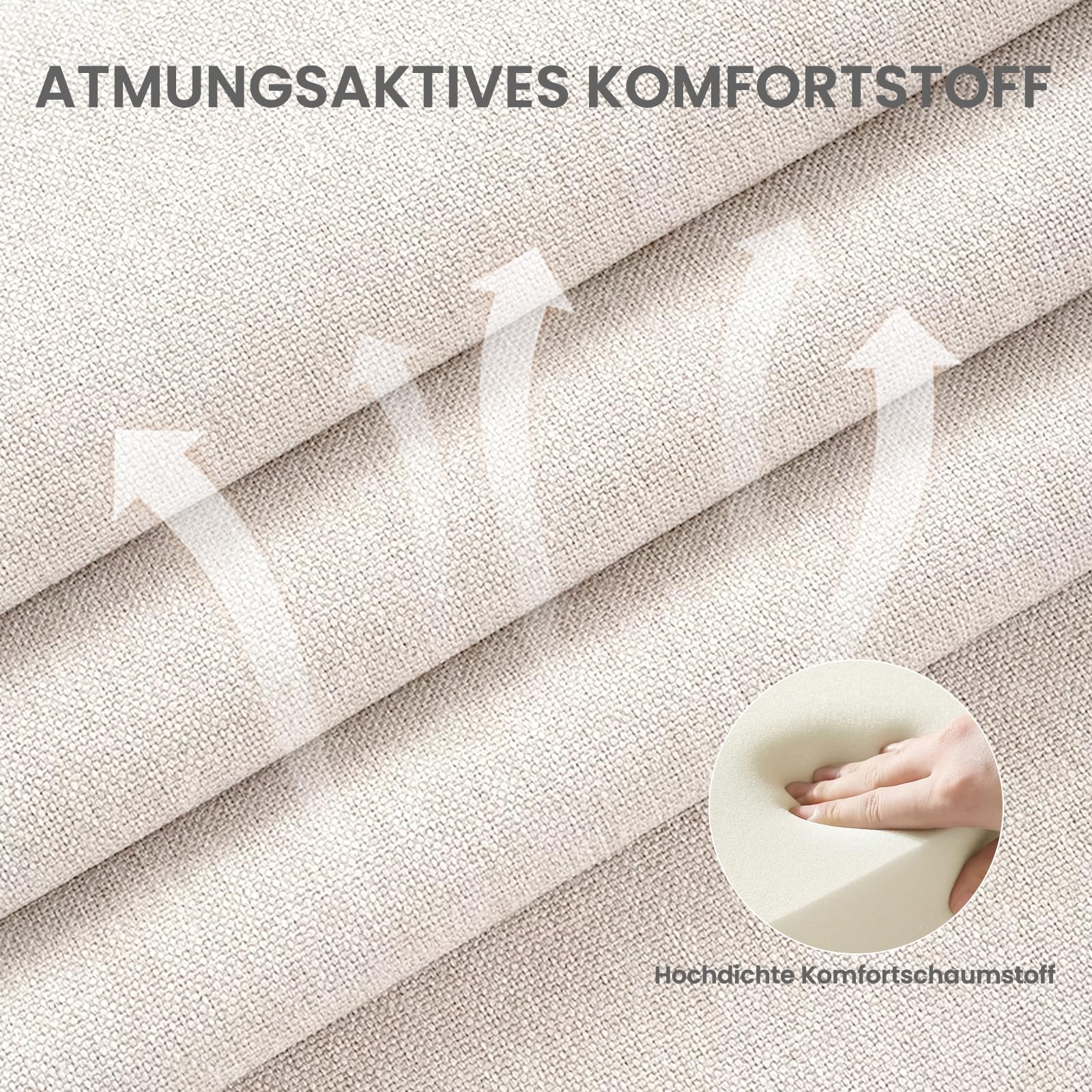 COLAMY Esszimmerstühle 2er Set, Polsternder Stühle Esszimmer mit Rückenlehne, Moderne Küchenstühle Gepolstert, Stoff Dining Chairs mit Back und Holzbeinen für Esszimmer, Küche, Restaurant, Beige