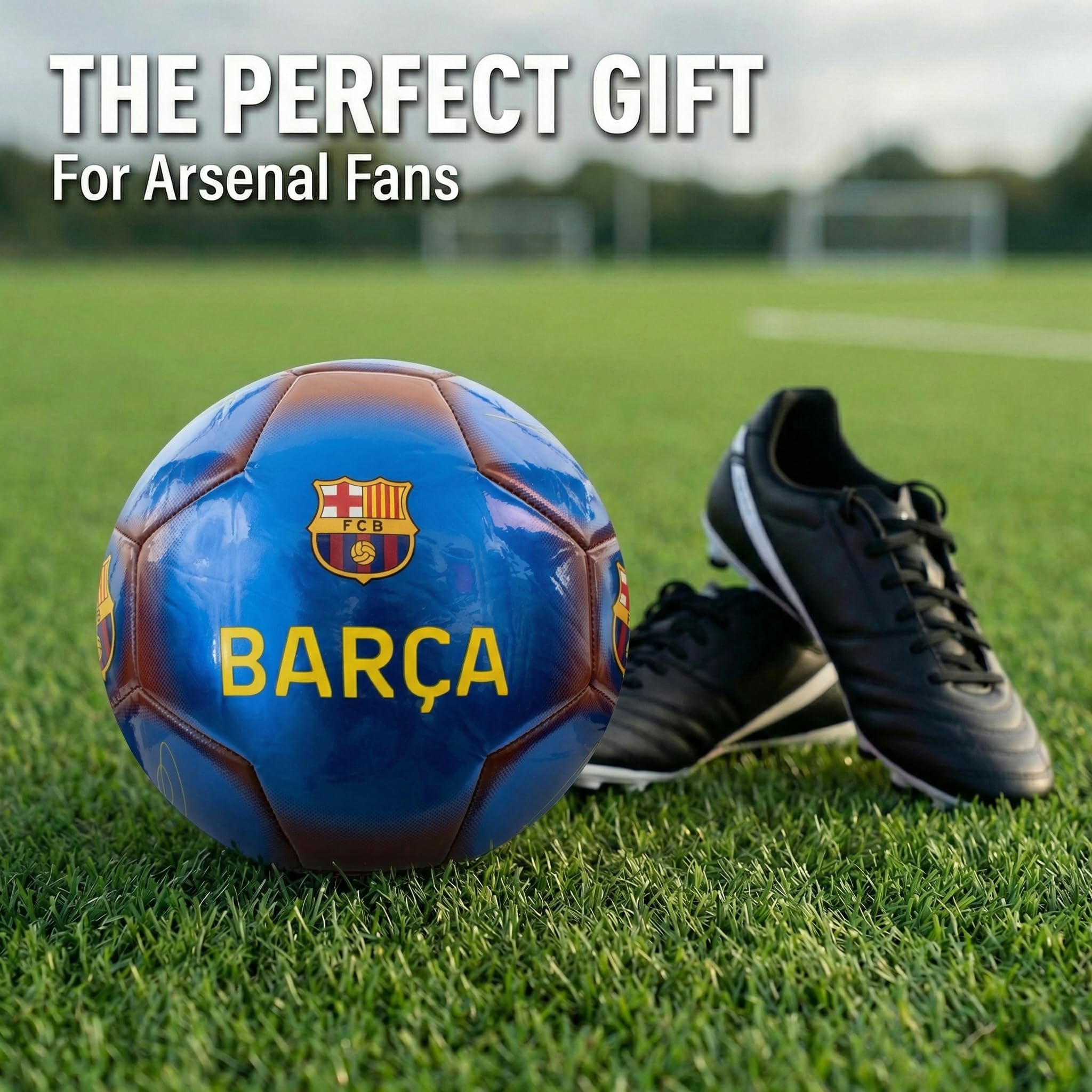 Hy-Pro Oficjalnie licencjonowana piłka nożna FC Barcelona Classic Signature, metaliczna, rozmiar 5, Barca, trening, mecz, towar, kolekcja dla dzieci i dorosłych, niebieski/czerwony