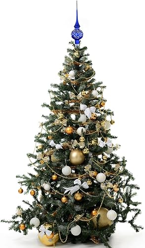 Miniatura 4 de Decoración para árbol de Navidad de vidrio soplado a mano color azul mate. Hecho a mano en Ucrania.