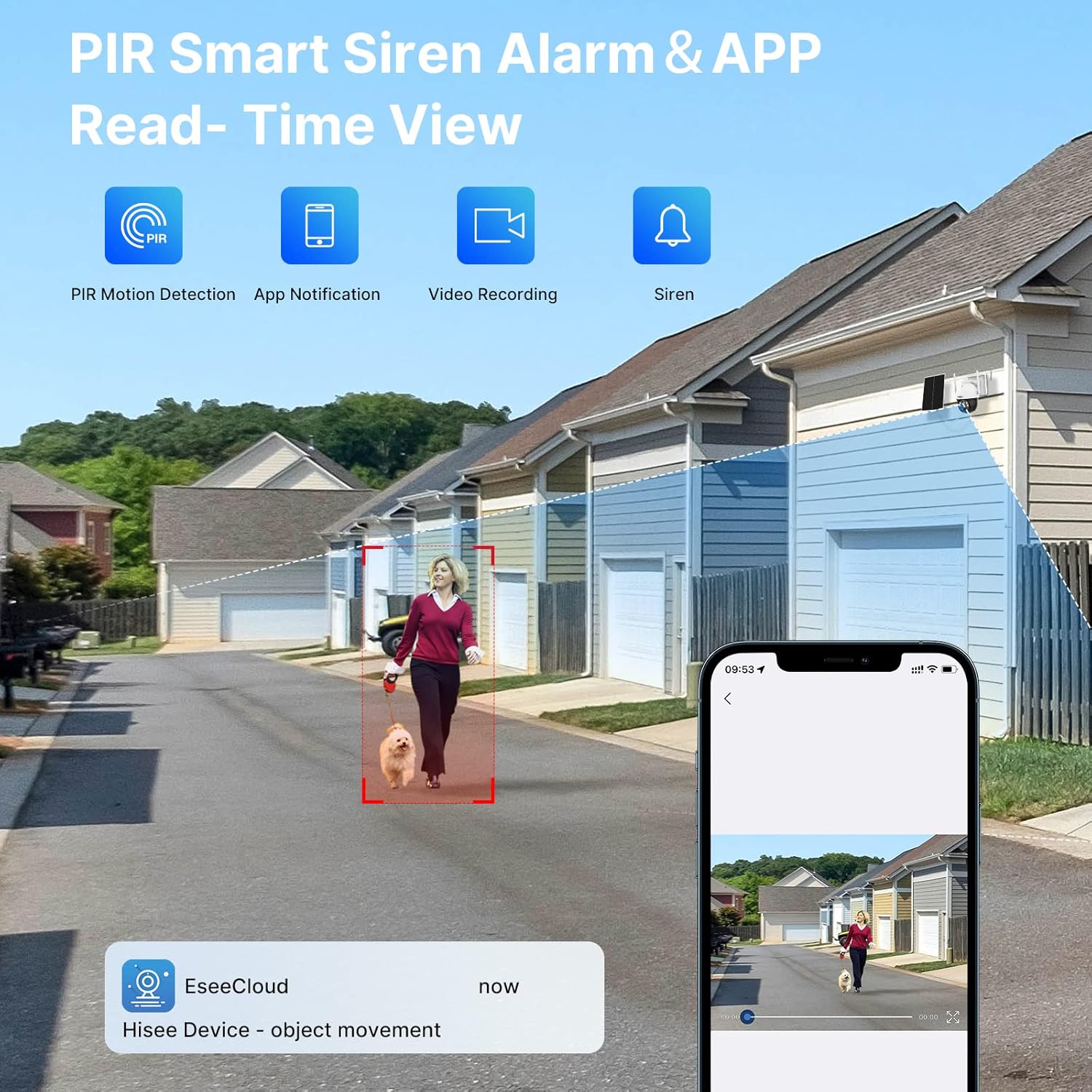 Hiseeu Solar Camera PIR Motion Detection and Alarm