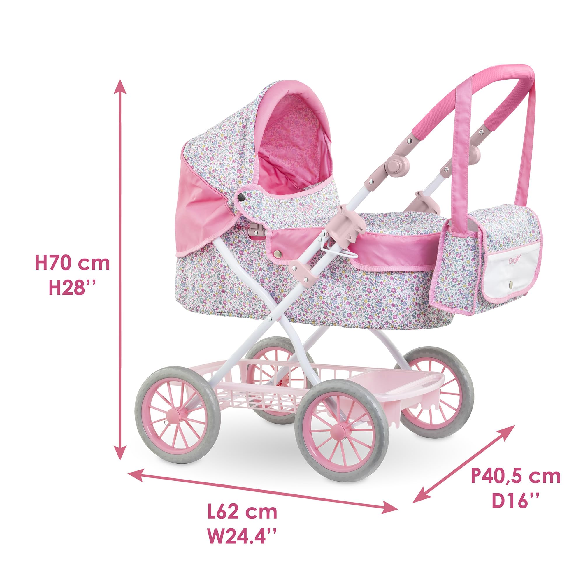 Corolle - Carrozzina floreale, accessorio, per poponi 36 cm, 42 cm e 52 cm, dai 3 anni, 9000141860