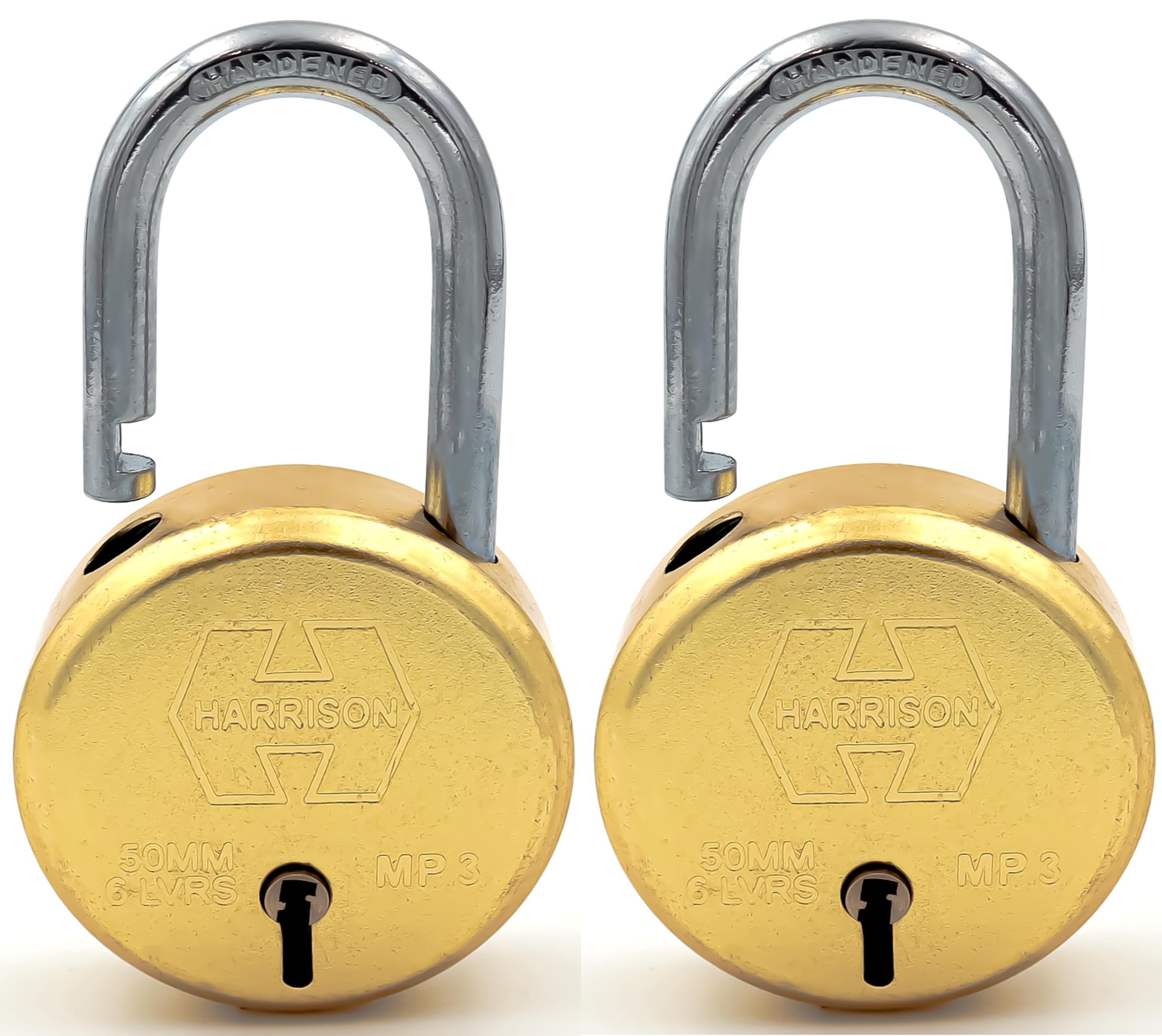 Harrison Padlocks/Round Padlock 50mm 6 Lever with 3 Keys MP3-0054 Pack of 2/ Brass Material/Brass Lacquer Finish/Door Lock, Shutter Lock, Godown Lock, gate Lock (B0CV9ZQ32N) Amazon Price History, Amazon Price Tracker