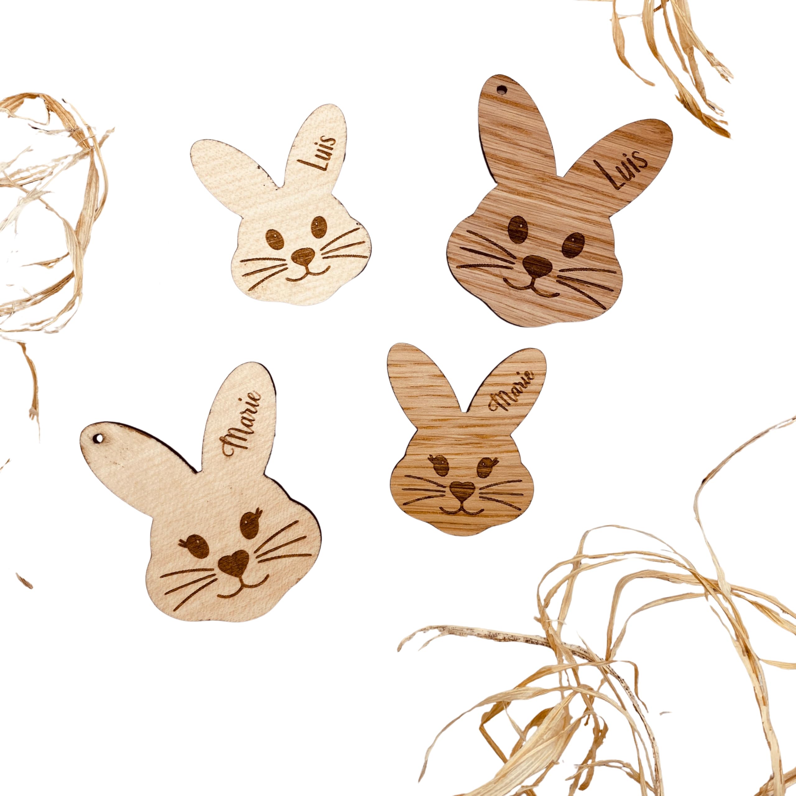 personalisierter Osteranhänger aus Holz | Tischdekoration mit graviertem Namen | individuelle Platzkarte | Osterkorb Anhänger